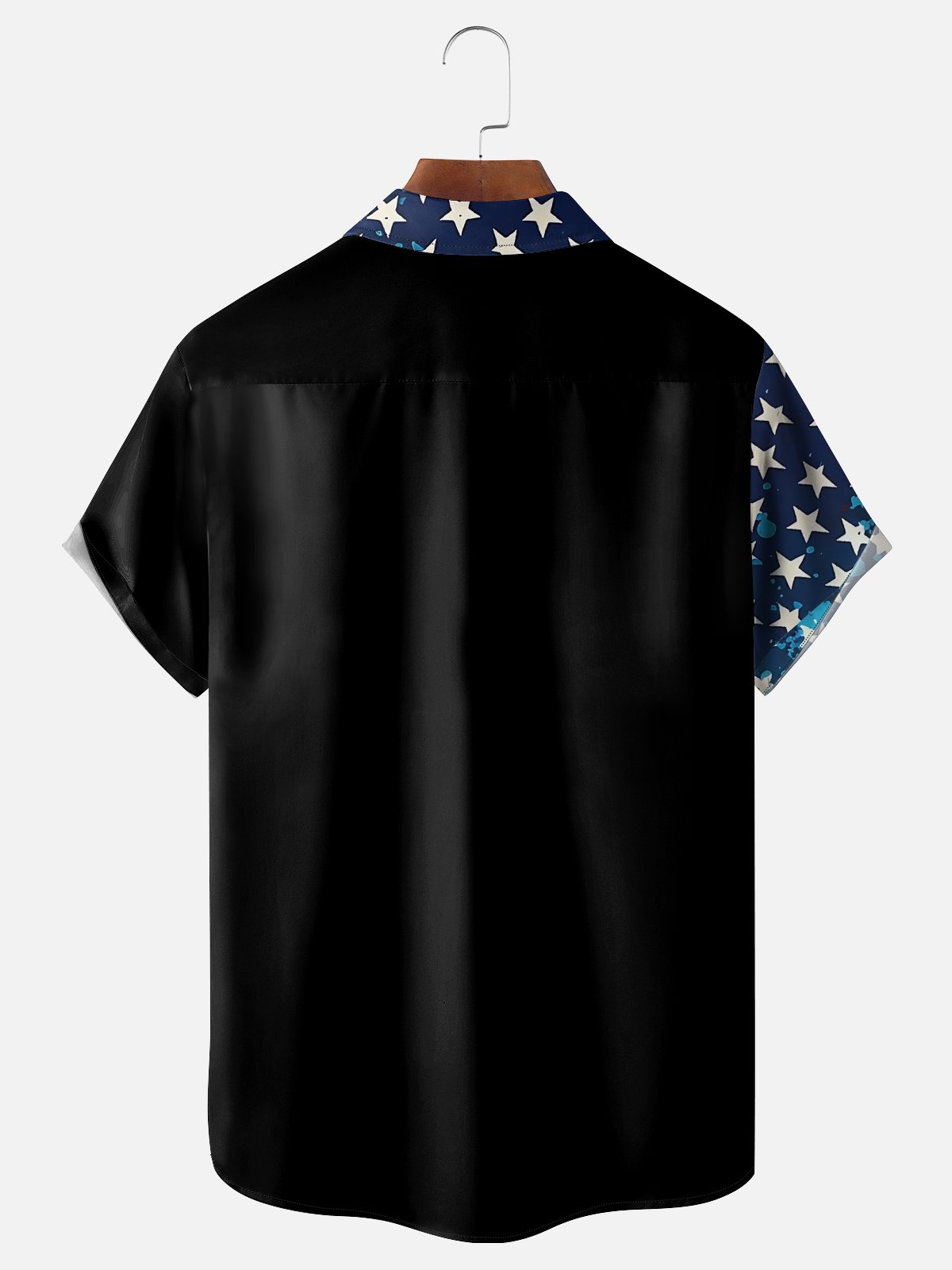 Moisture-wicking Abstract Gradient Guitar American Flag Chest Pocket Hawaiian Shirt