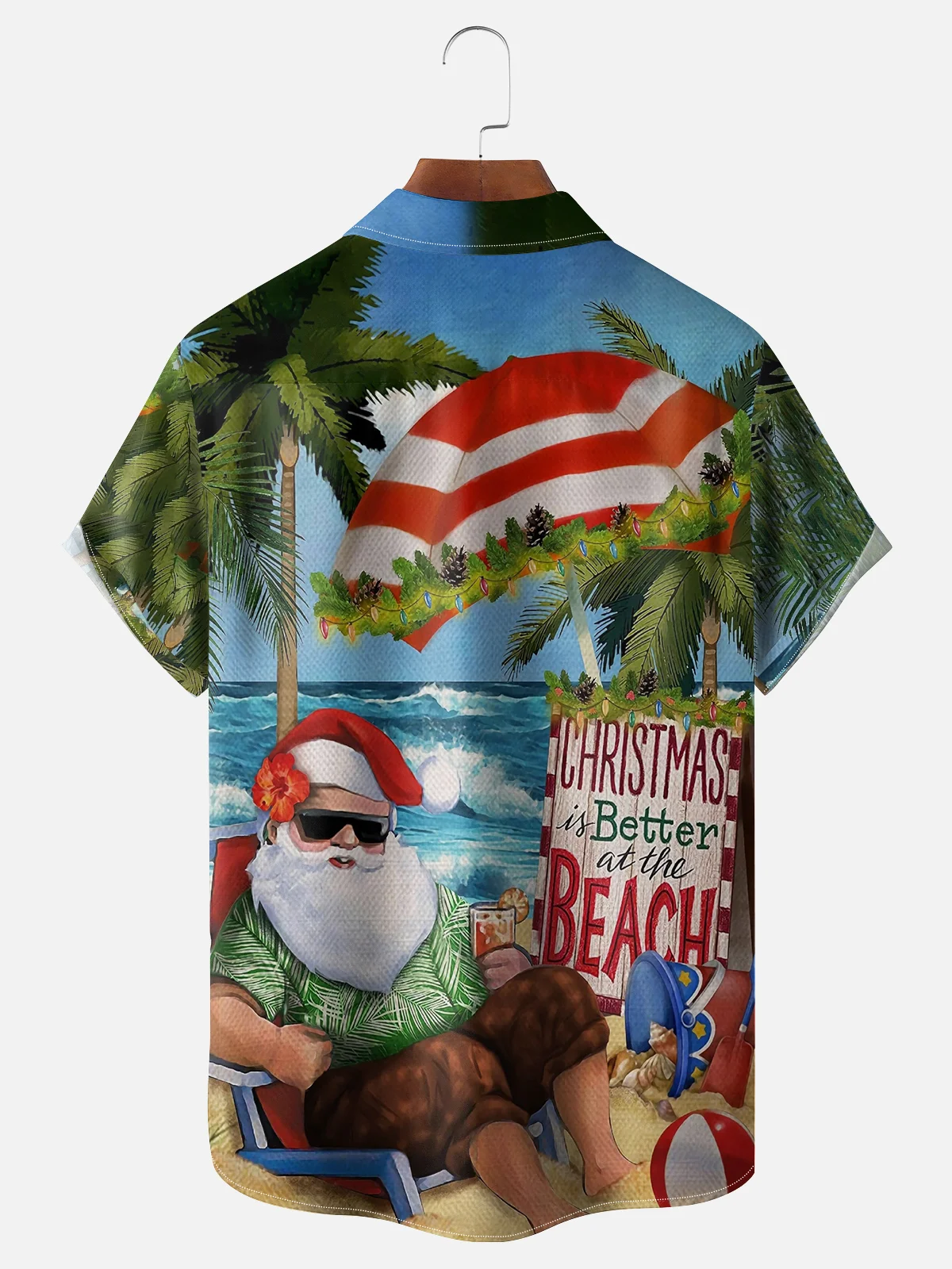 Moisture Wicking Santa Claus Holiday Hawaiian Shirt