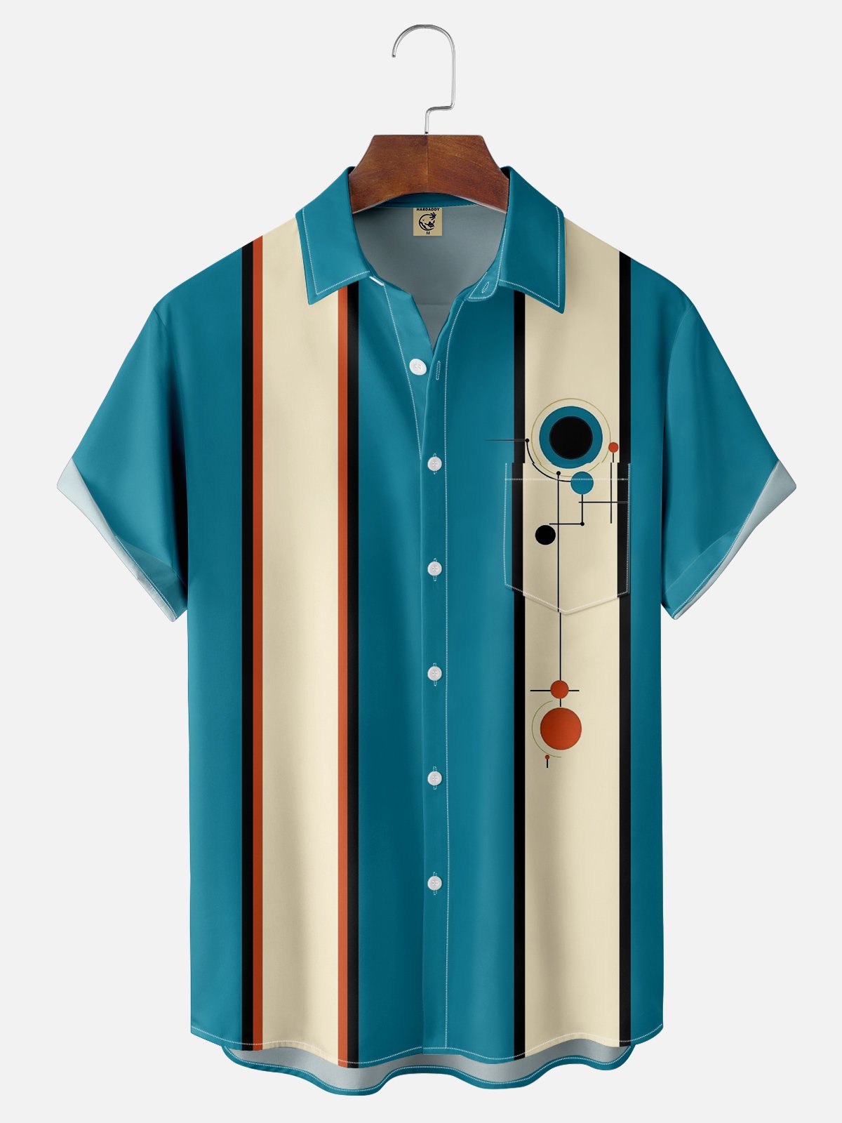 Moisture-wicking Deconstruction Art Chest Pocket Bowling Shirt