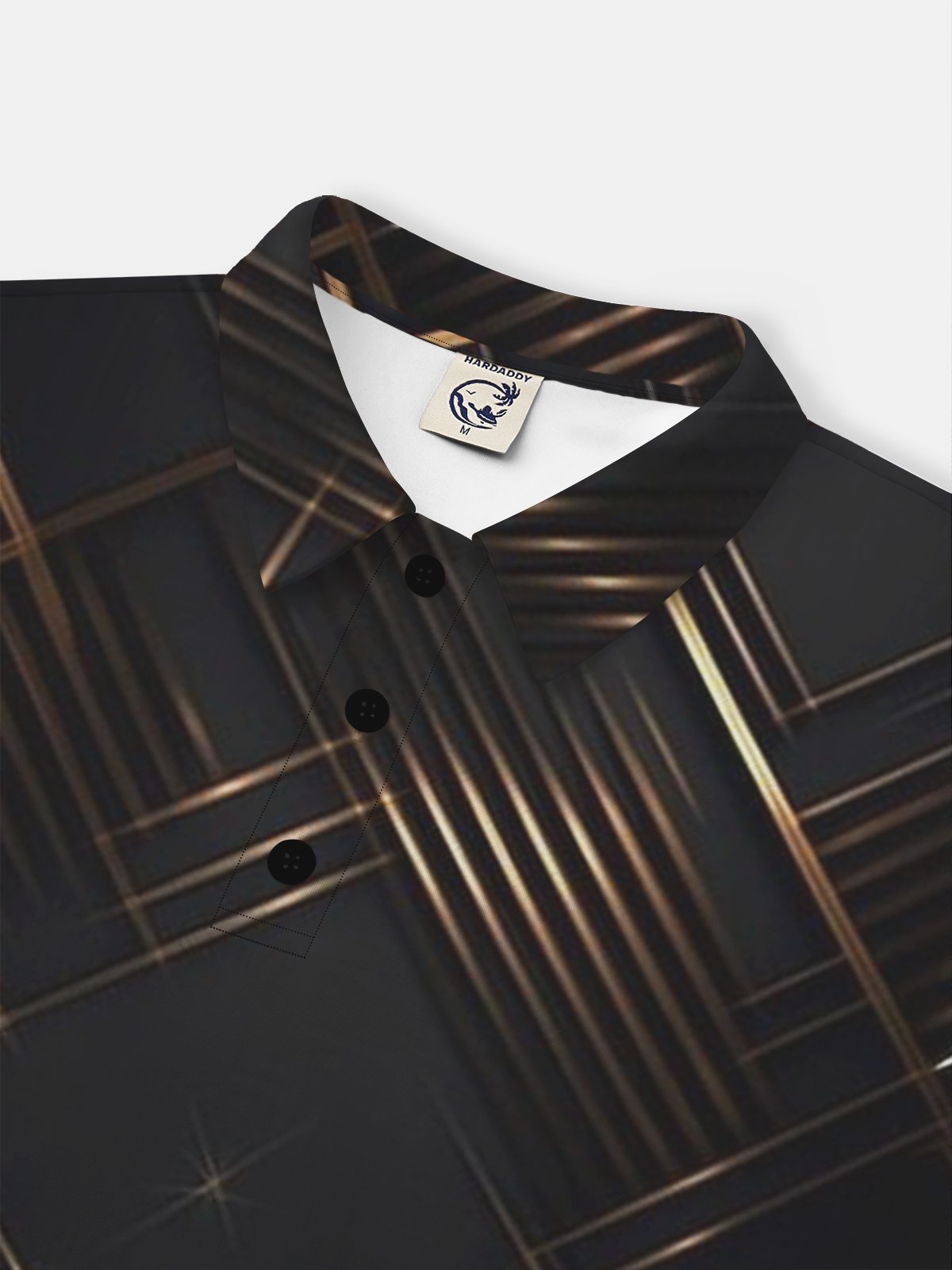 Moisture Wicking Golf Polo 3D Gradient Black Gold Abstract Geometric