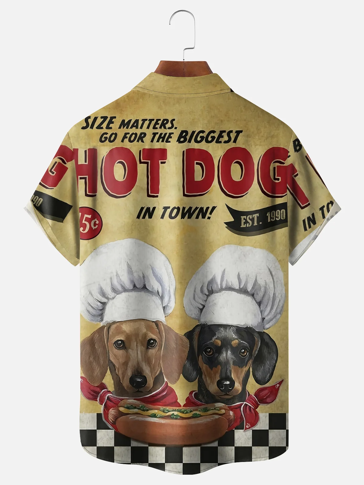 Moisture-wicking Dachshund Hot Dog Chest Pocket Hawaiian Shirt