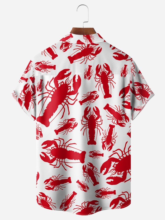 Tall Size Moisture-wicking Breathable Lobster Chest Pocket Hawaiian Shirt