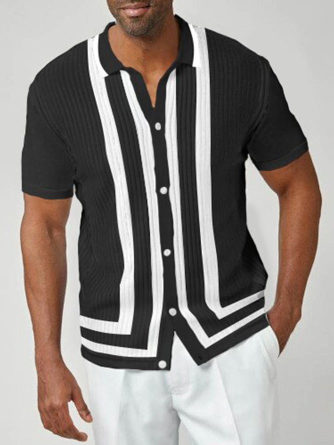 Casual Shawl Collar Bowling Knit Polo