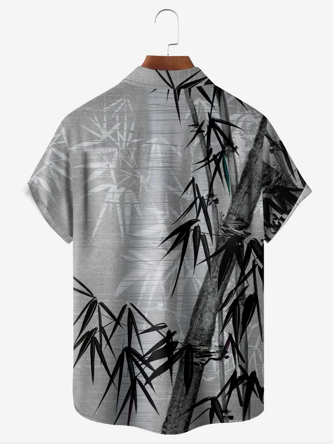 Tall Size Moisture-wicking Japanese Bamboo Chest Pocket Hawaiian Shirt