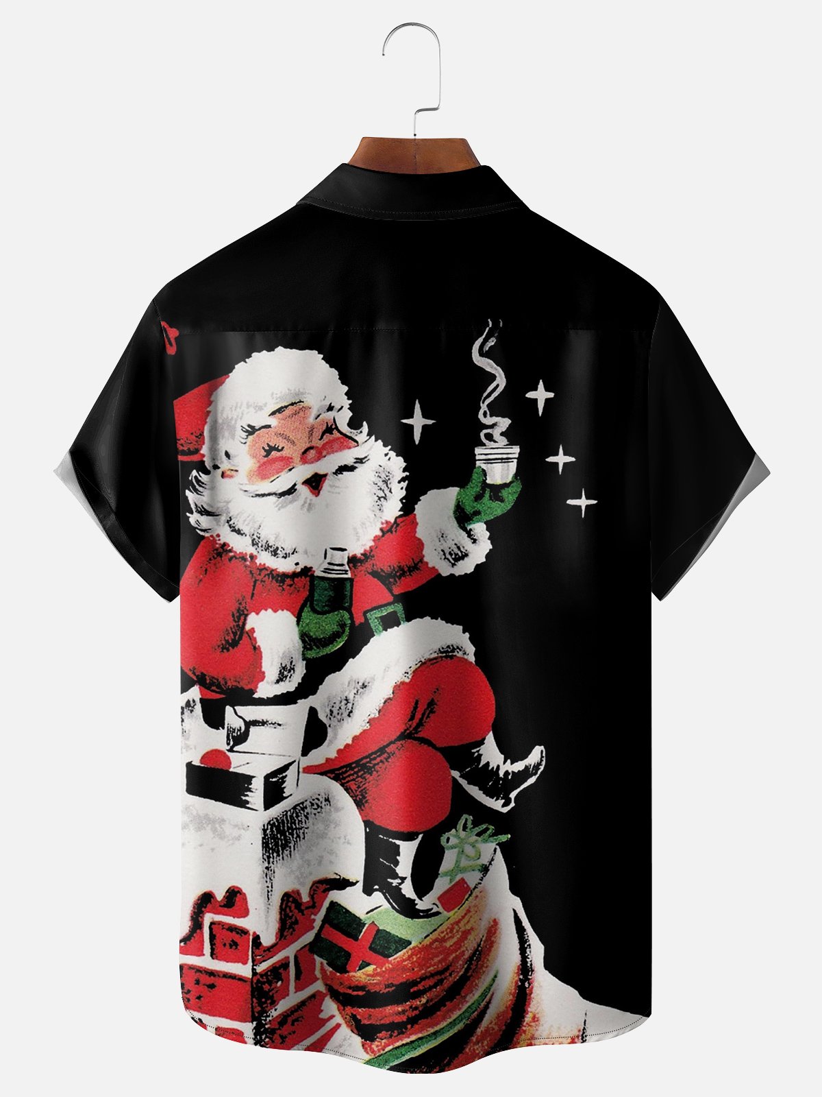 Vintage Joyful Cozy Santa Graphic Short Sleeves Shirts