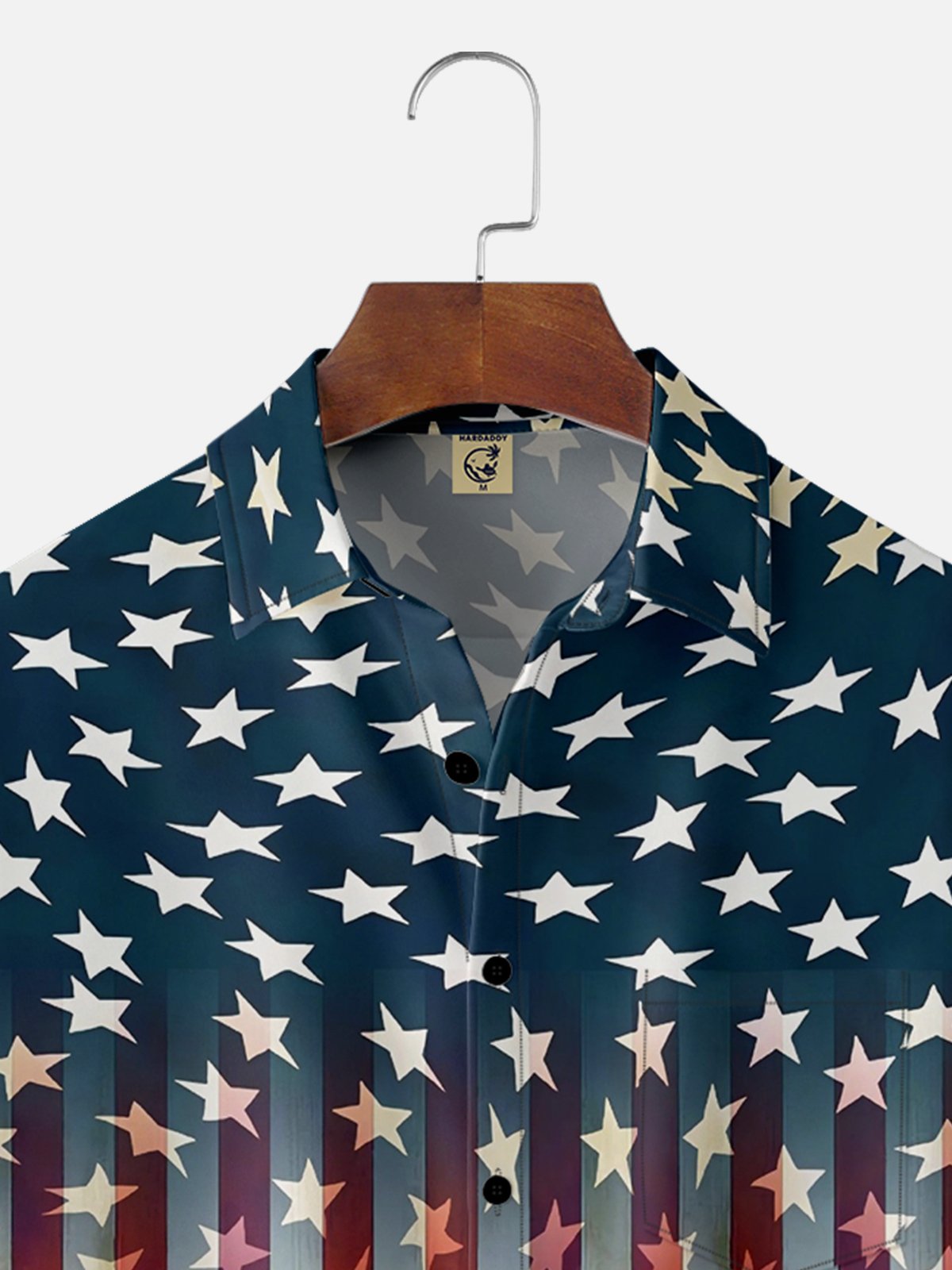 Hardaddy American Flag Chest Pocket Short Sleeve Casual Shirt