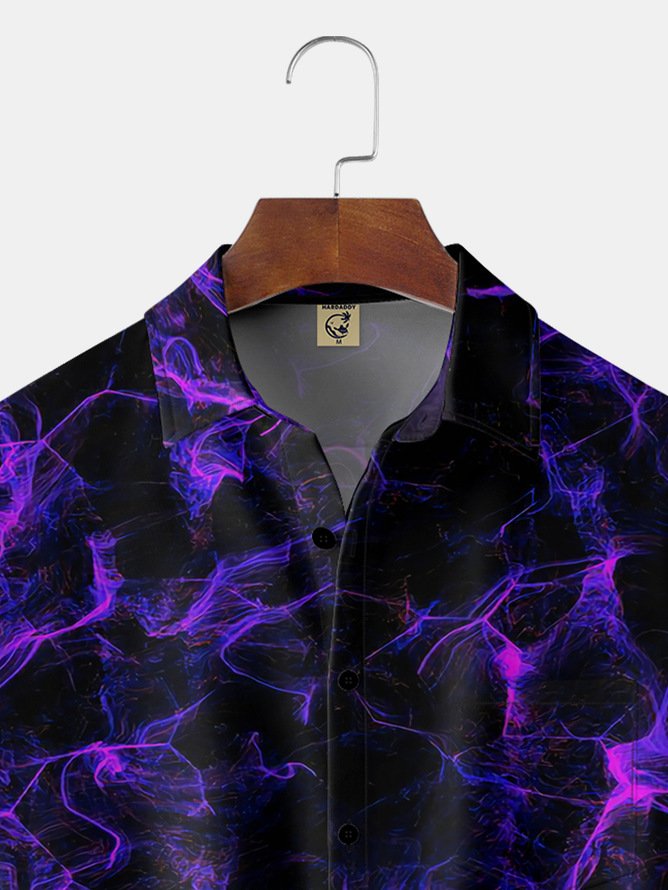 Tall Size Moisture-wicking Abstract Art Chest Pocket Hawaiian Shirt