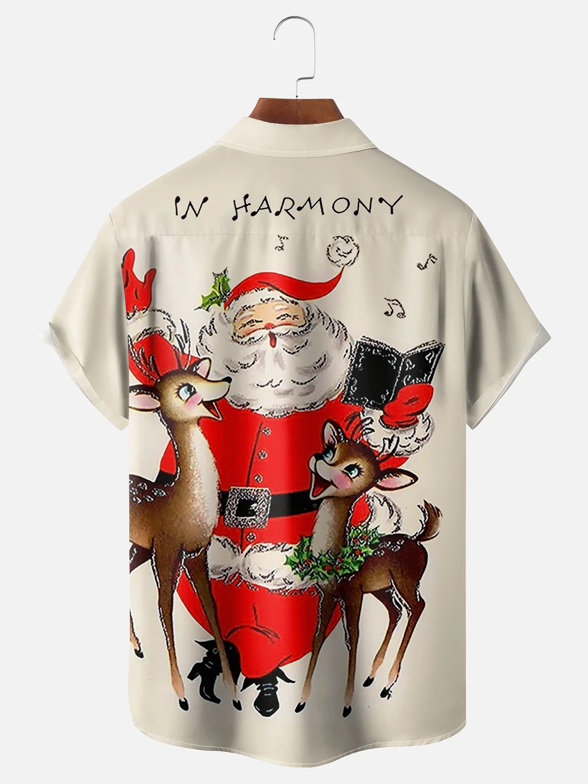 Mens Festival Santa With Reindeer Short Sleeves Shirts