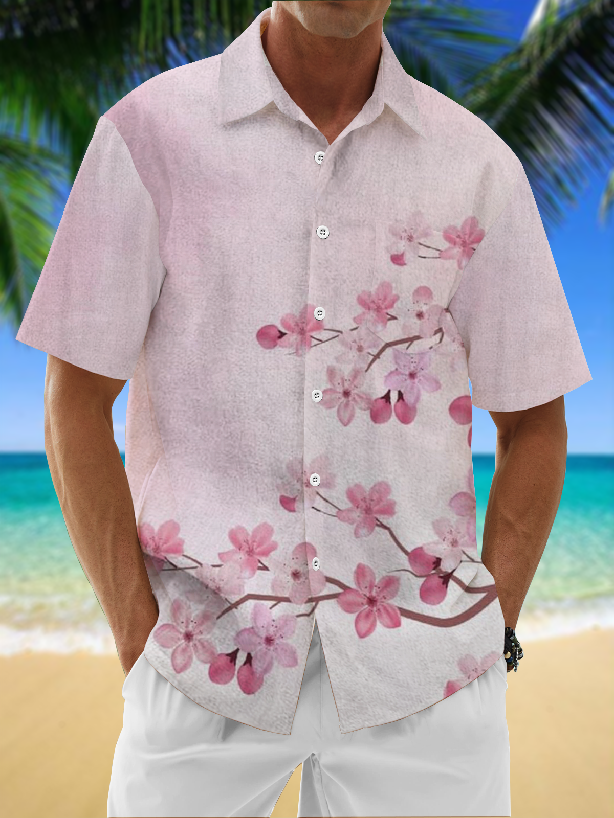 Moisture Wicking Plum Gradient Hawaiian Shirt