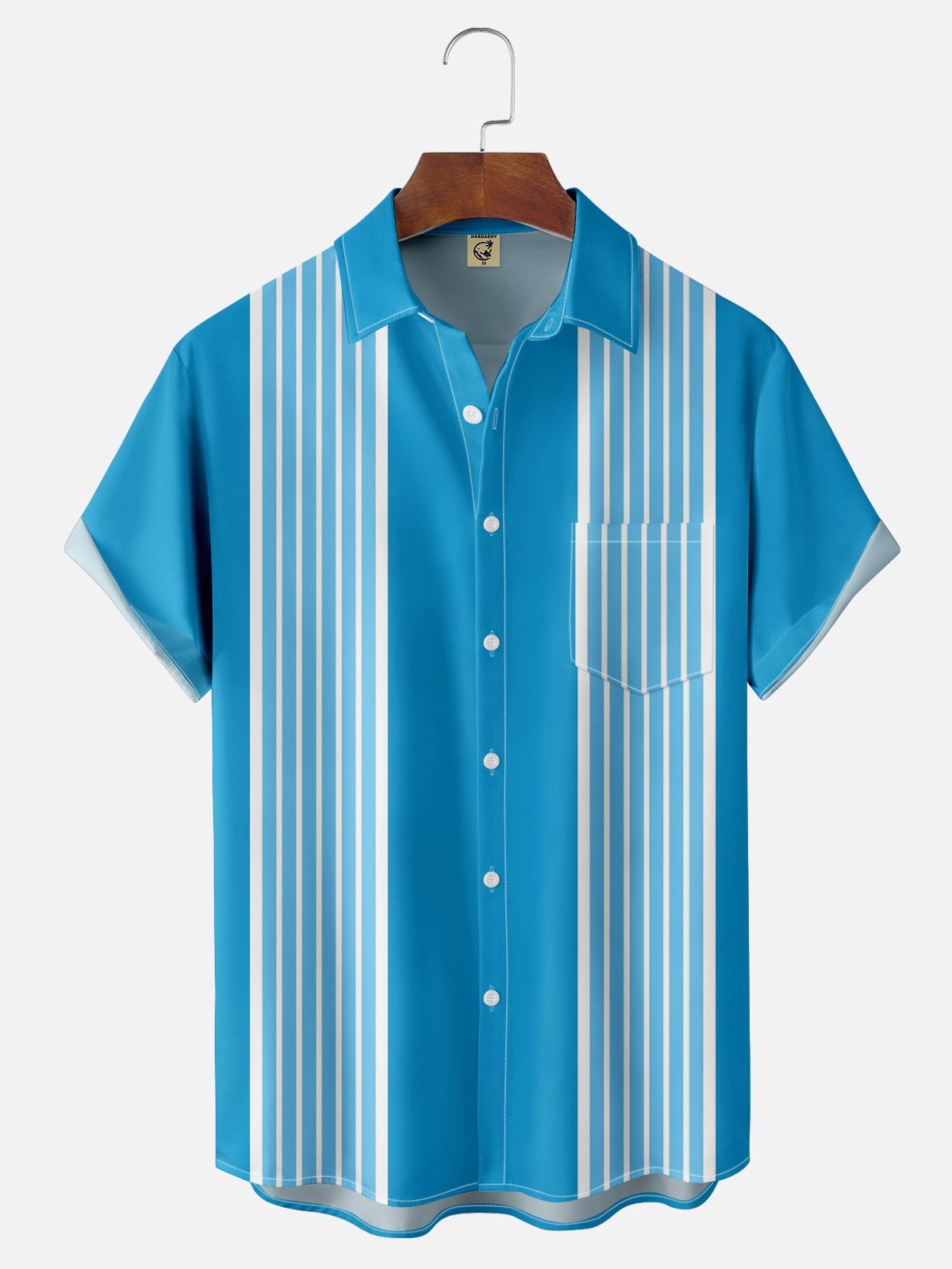 Moisture-wicking Striped Chest Pocket Bowling Shirt