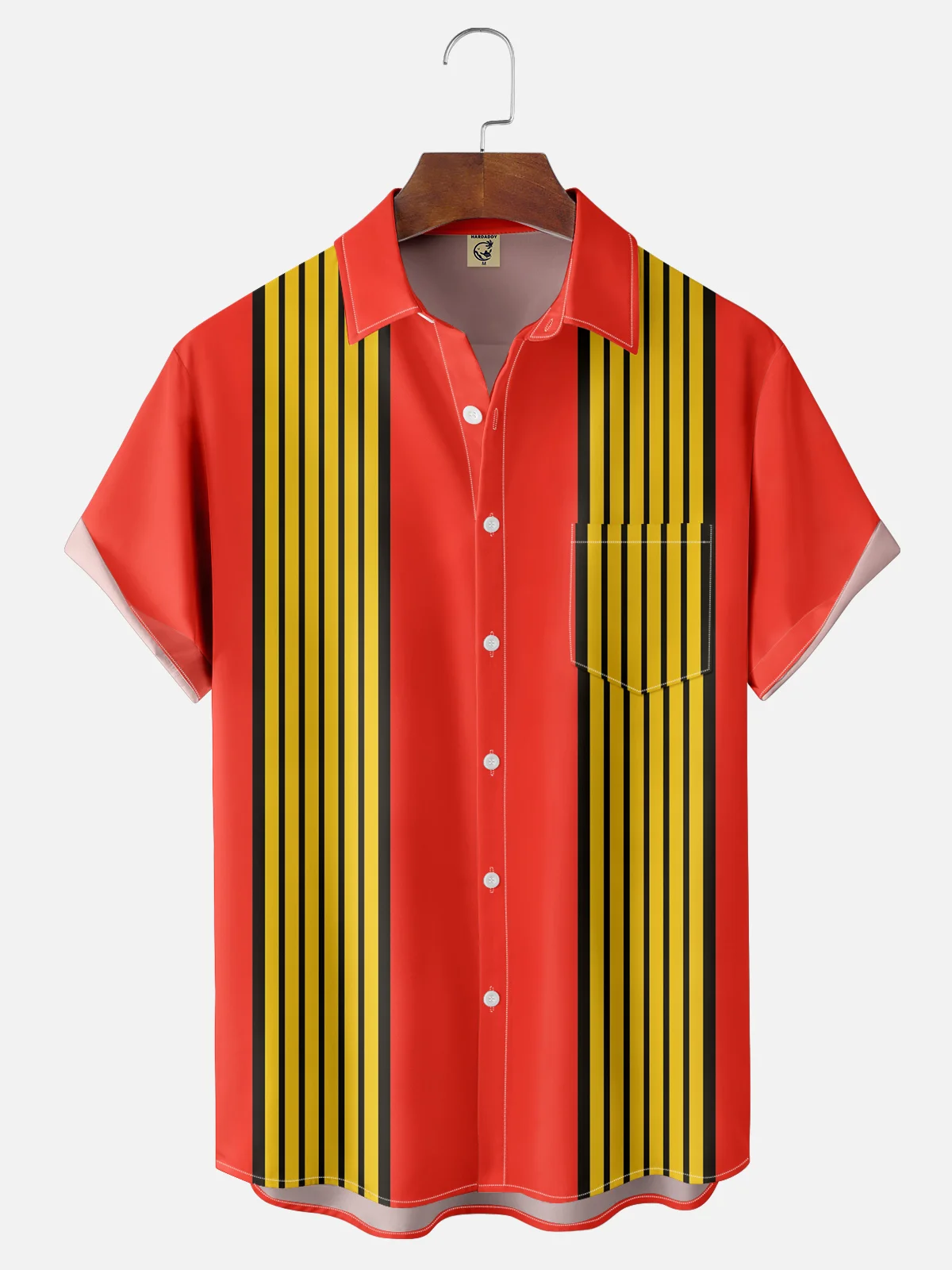 Moisture-wicking Striped Chest Pocket Bowling Shirt