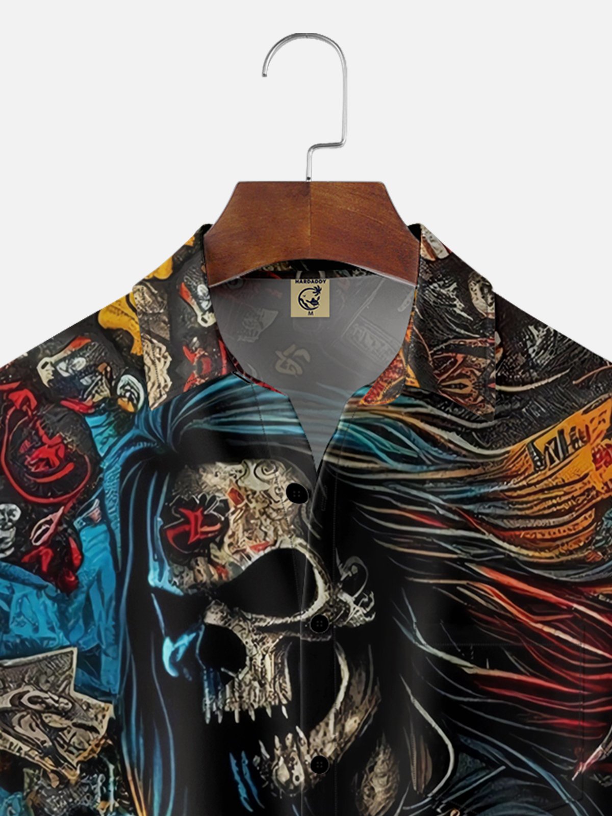 Moisture-wicking Abstract Skeleton Music Chest Pocket Hawaiian Shirt