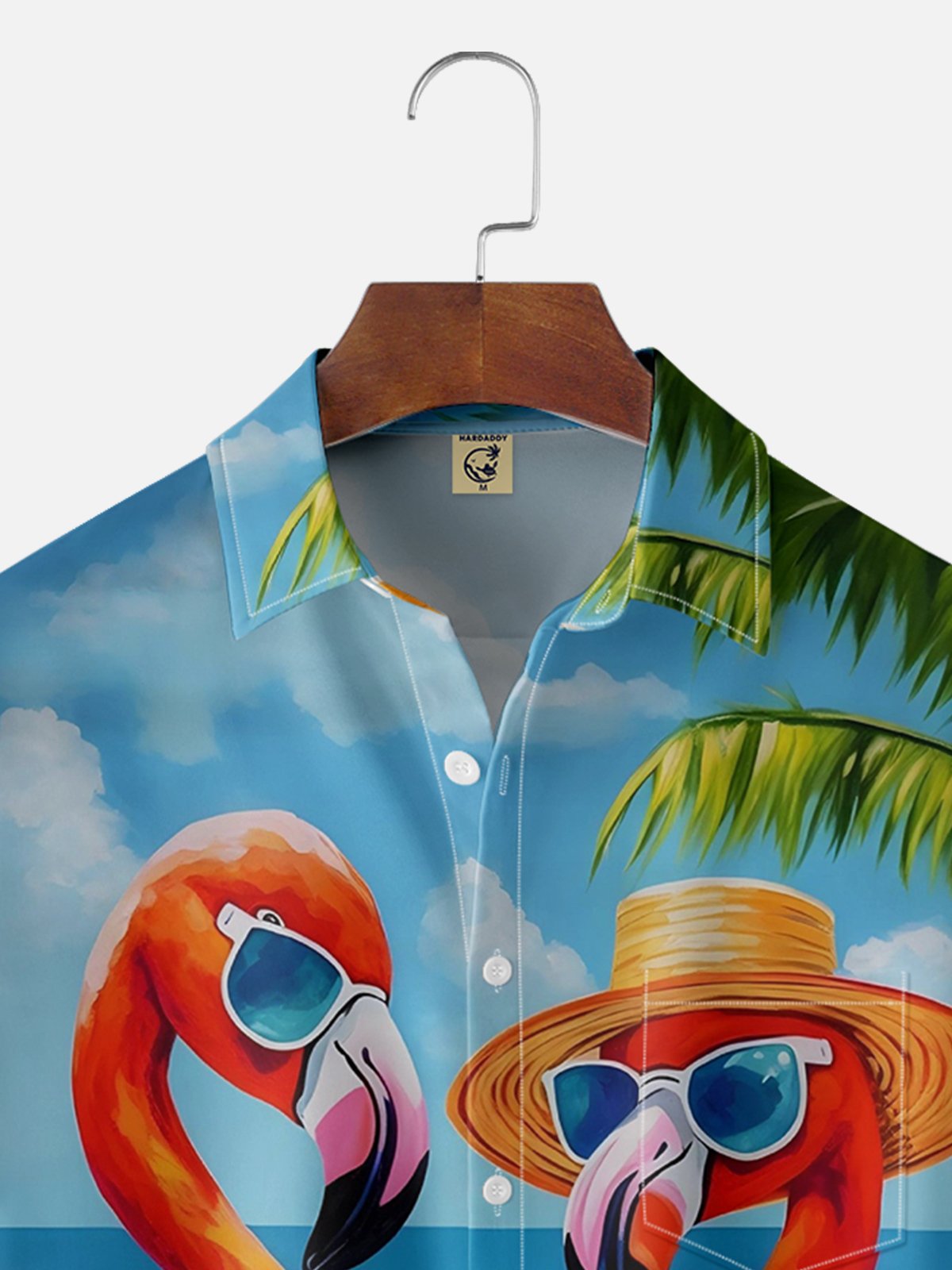 Moisture-wicking Flamingo Chest Pocket Hawaiian Shirt