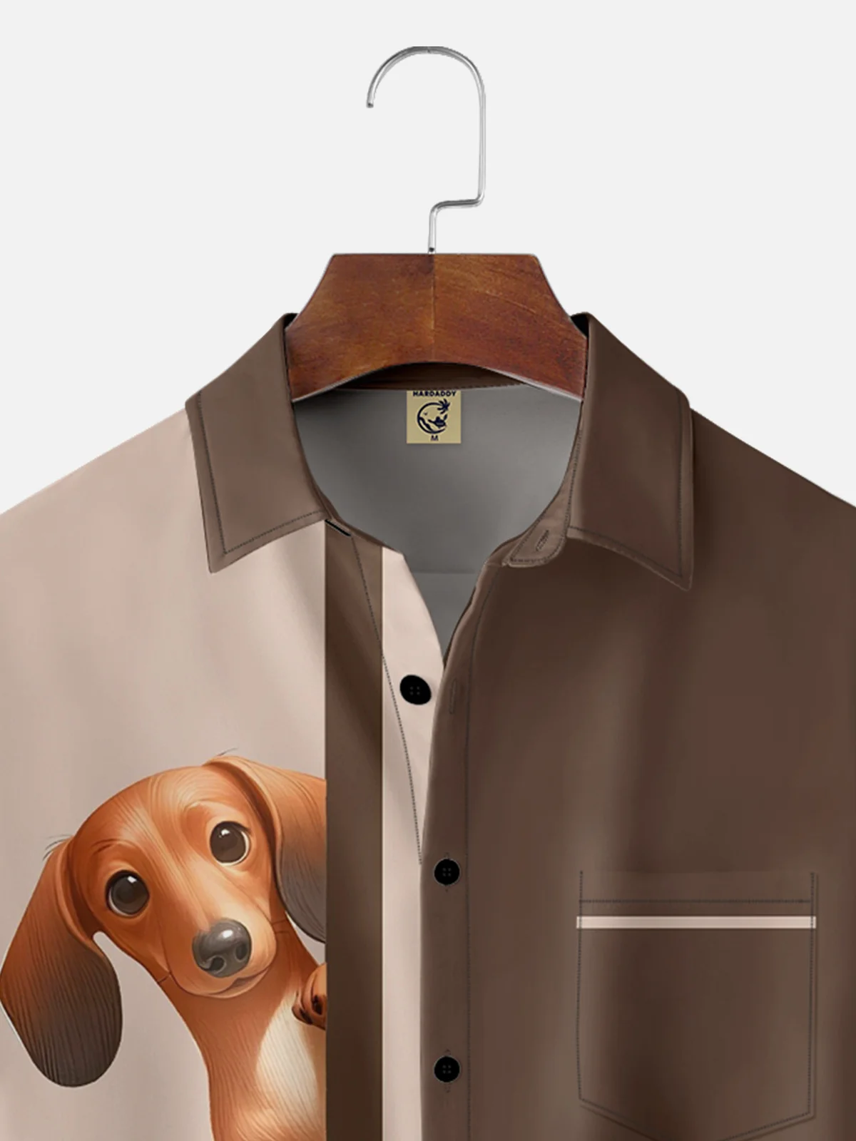 Moisture-wicking Dachshund Chest Pocket Bowling Shirt