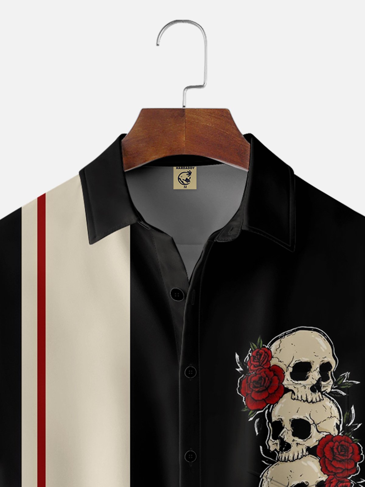 Moisture-wicking Skull Chest Pocket Bowling Shirt