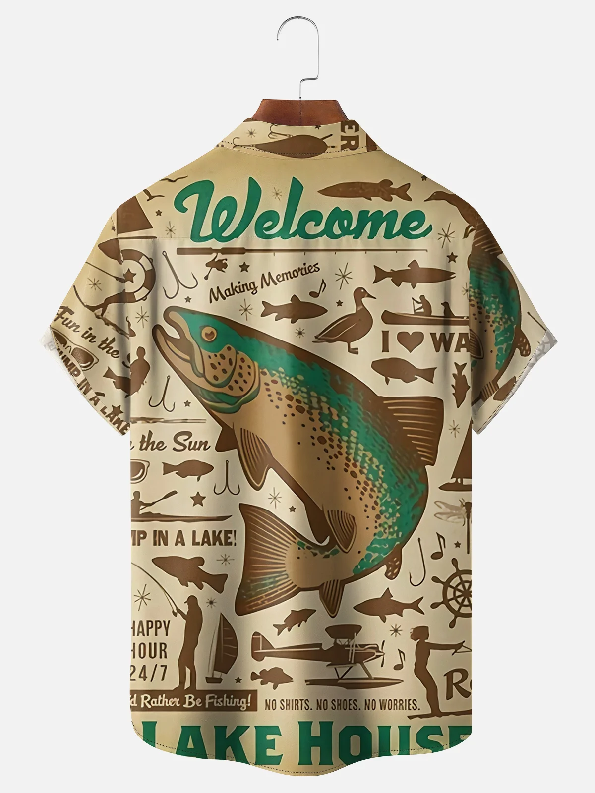 Moisture-wicking Fishing Chest Pocket Hawaiian Shirt