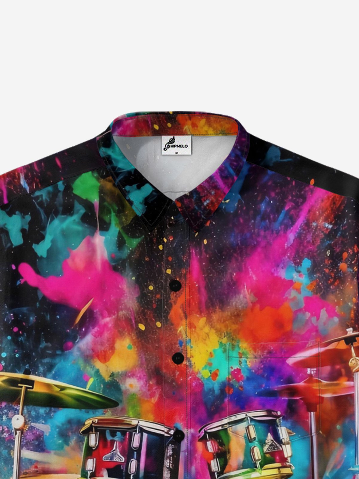 Moisture-wicking Drum Set Chest Pocket Hawaiian Shirt