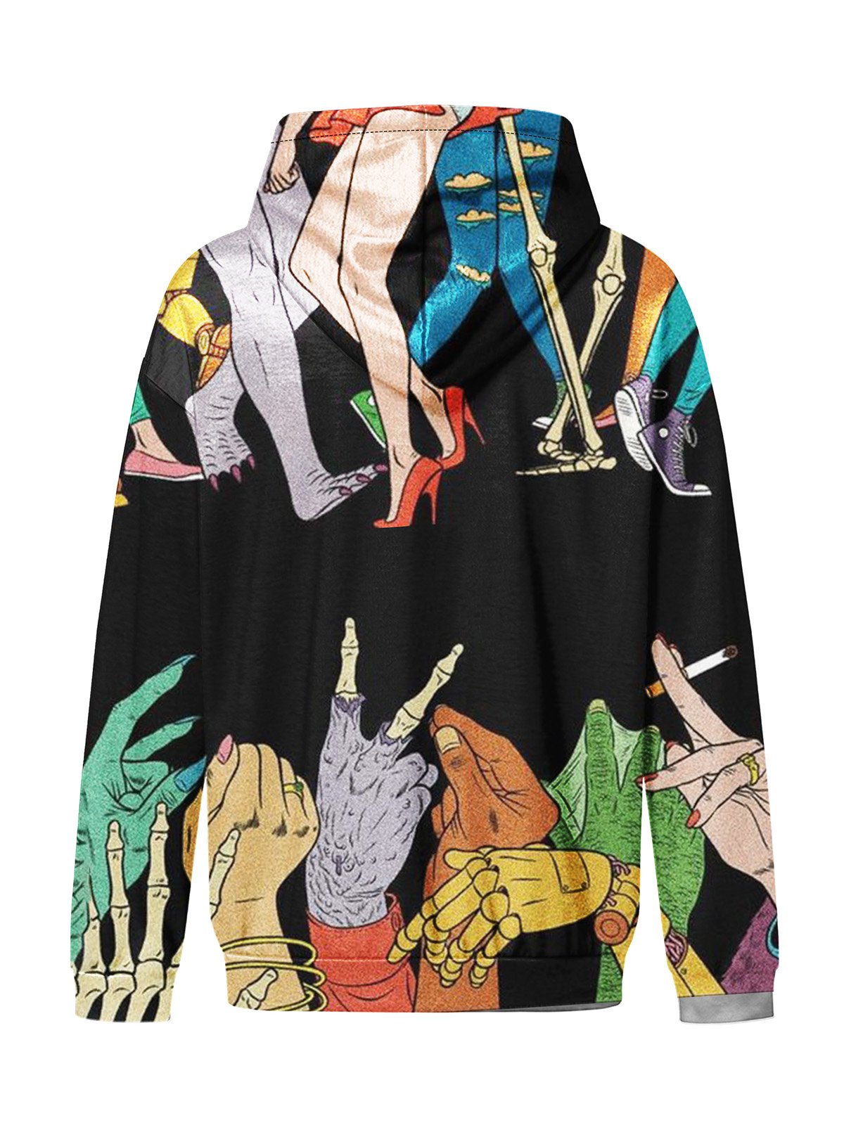 Moisture-wicking Ghost Hand Art Hooded Long Sleeve Sweatshirt