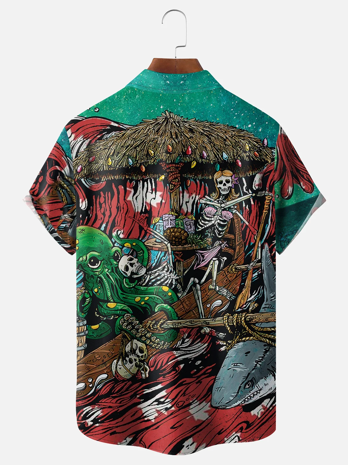 Octopus And Skeleton Carnival Hawaiian Shirt By David Lozeau