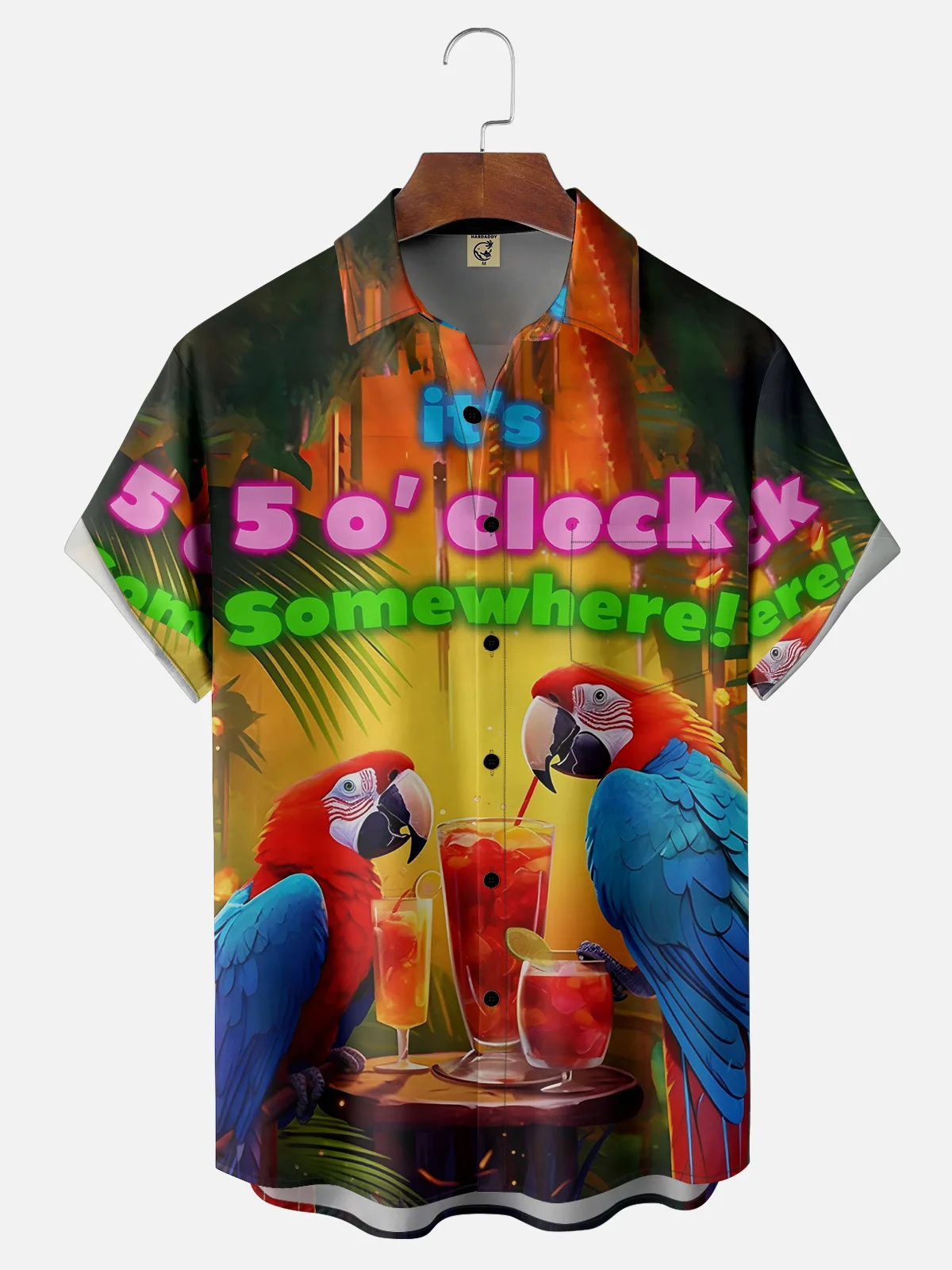 Moisture-wicking Parrot Chest Pocket Hawaiian Shirt