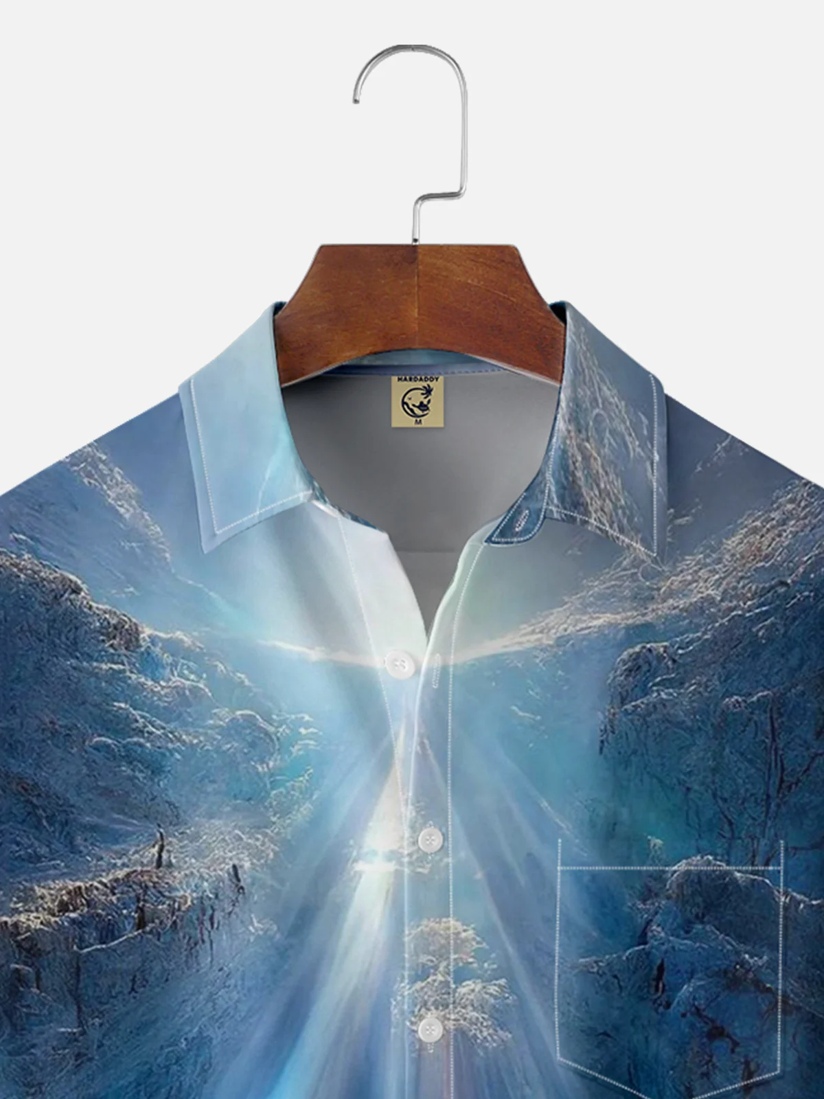 Moisture-wicking Holy Light Art Painting Chest Pocket Hawaiian Shirt