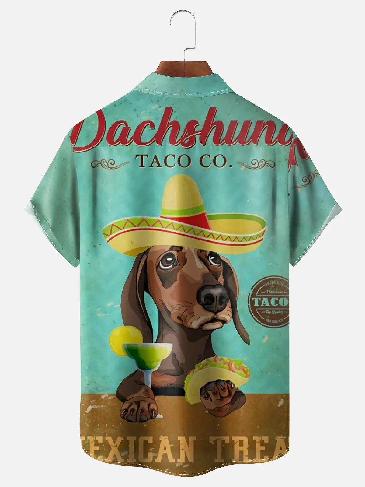 Moisture-wicking Taco Dachshund Chest Pocket Hawaiian Shirt