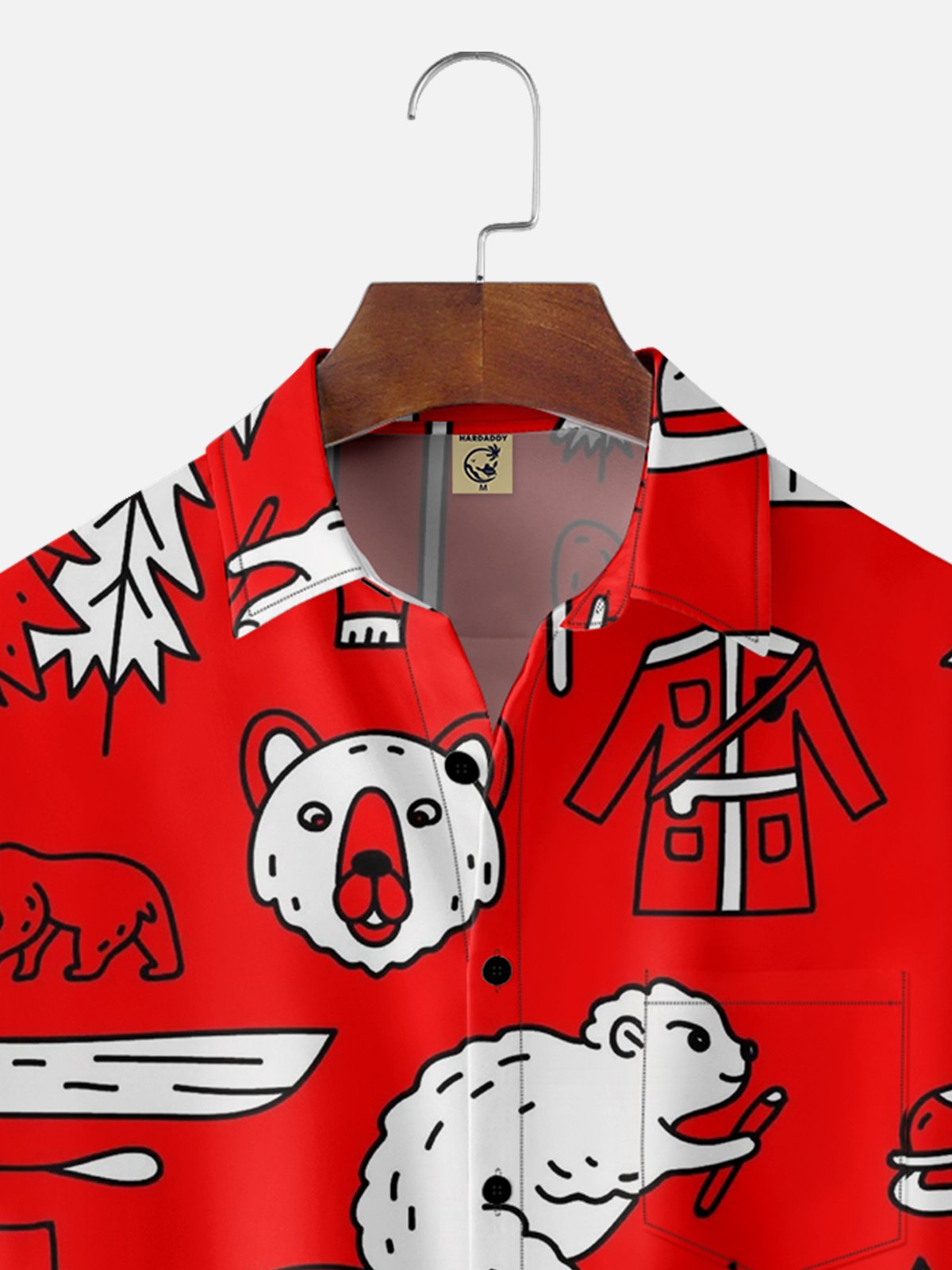 Moisture-wicking Canada Day Moose Chest Pocket Hawaiian Shirt