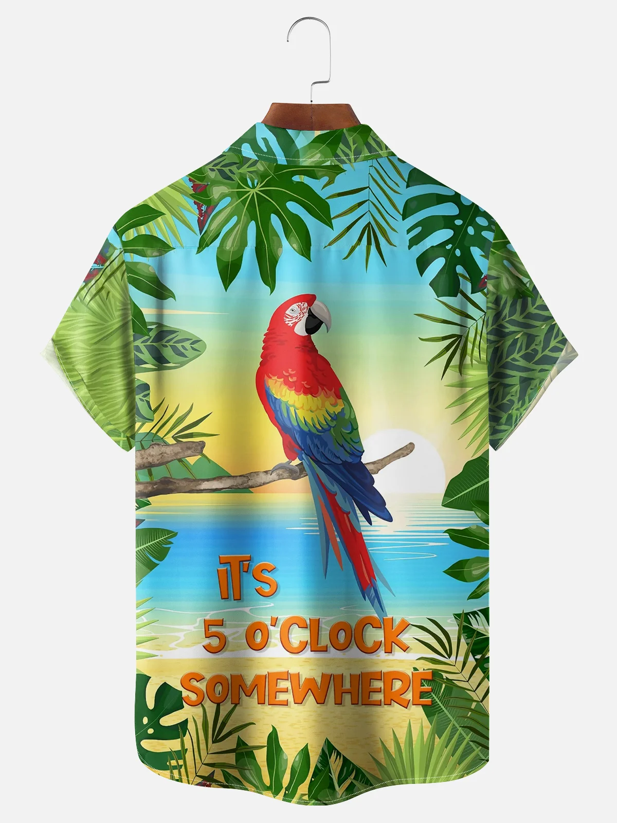 Moisture-wicking Parrot Chest Pocket Hawaiian Shirt