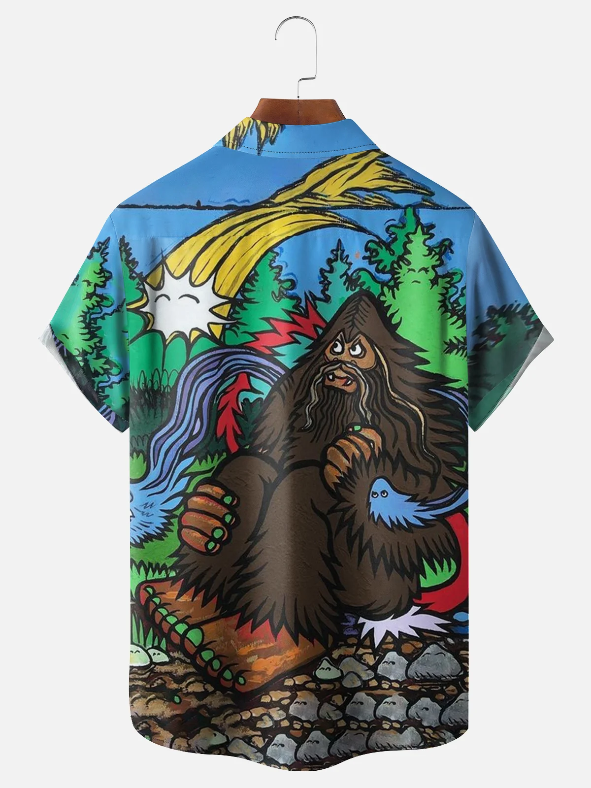 Moisture-wicking Bigfoot And The Wishing Star Chest Pocket Hawaiian Shirt