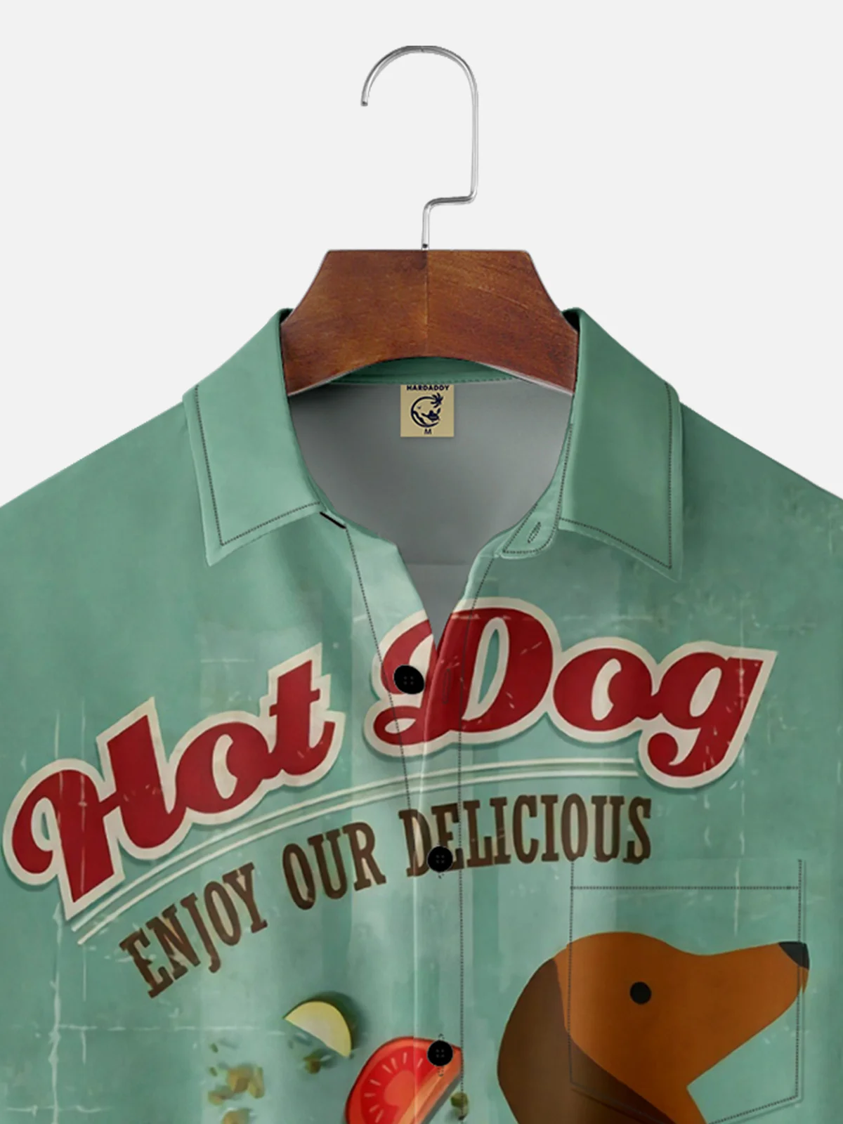 Moisture-wicking Dachshund Hot Dog Chest Pocket Hawaiian Shirt