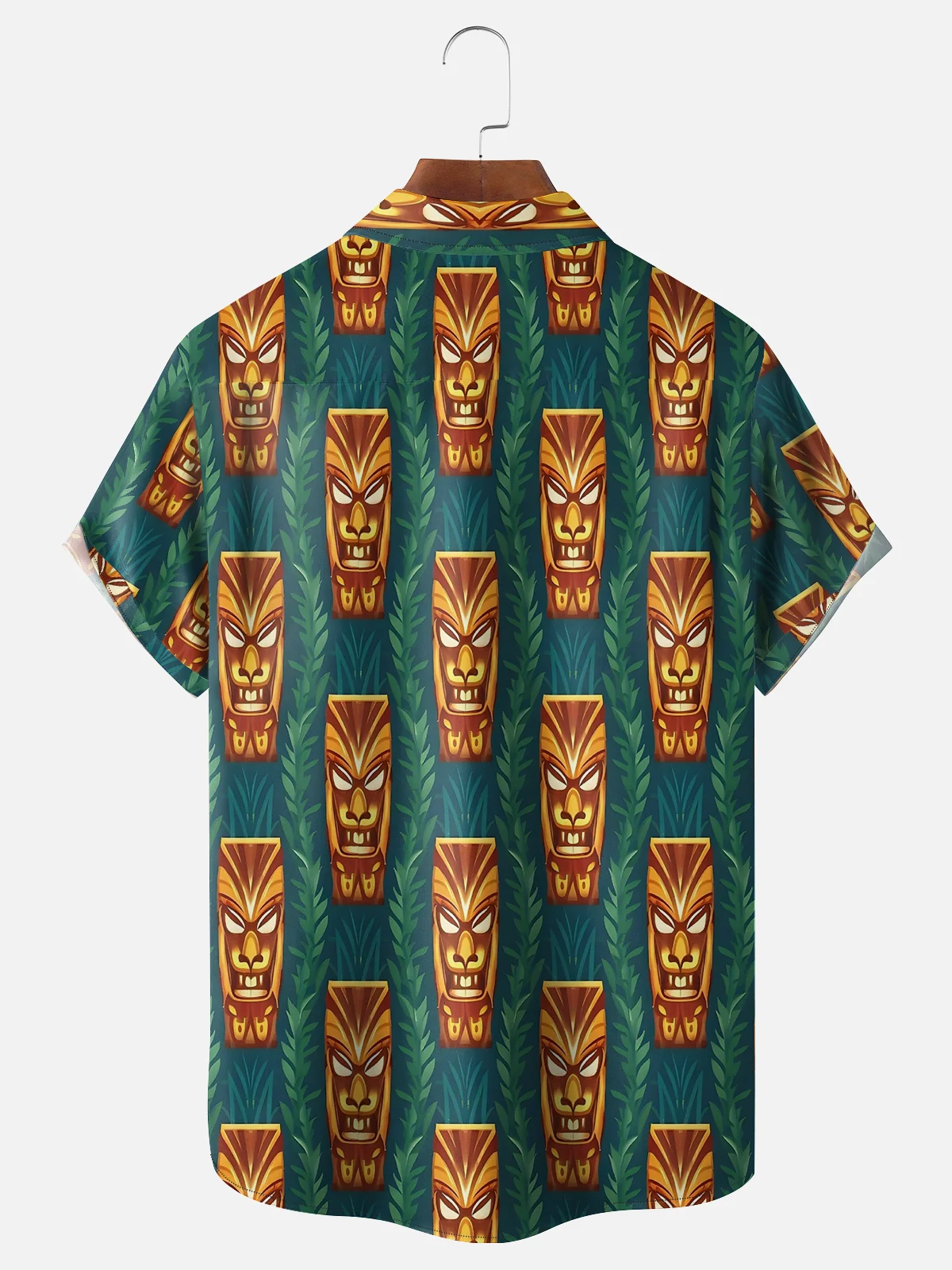 Moisture-wicking Tiki Chest Pocket Hawaiian Shirt