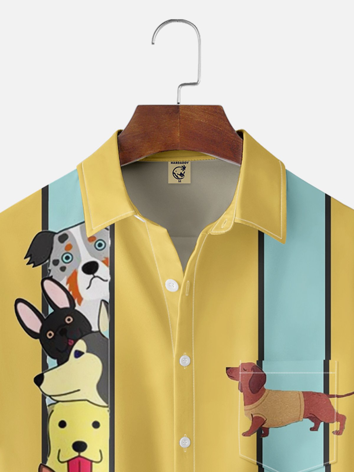 Moisture-wicking Puppy Meeting Chest Pocket Bowling Shirt