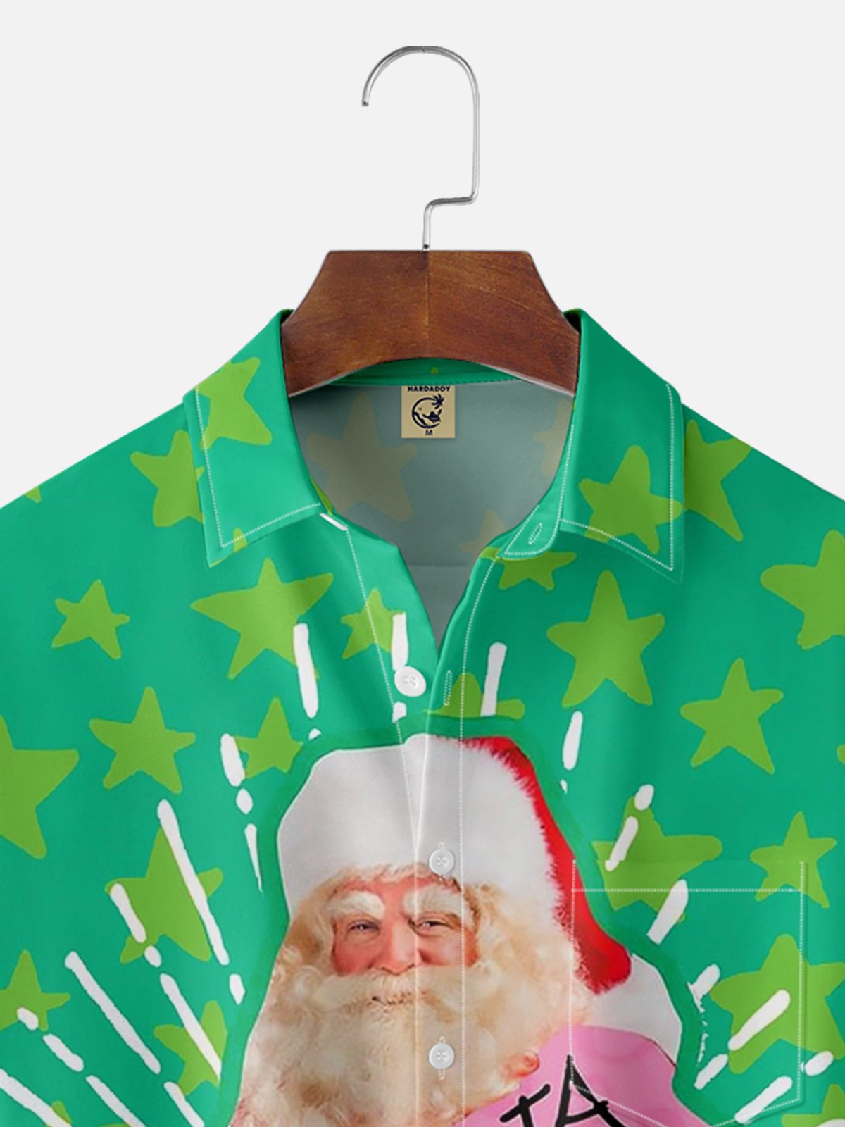 Moisture-wicking Art Santa Claus Illustration Chest Pocket Hawaiian Shirt