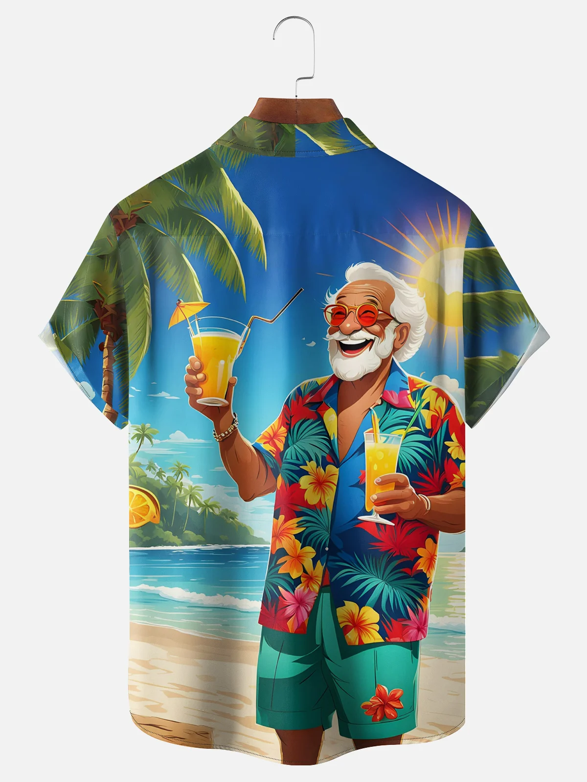 Moisture-wicking Beach Vacation Chest Pocket Hawaiian Shirt