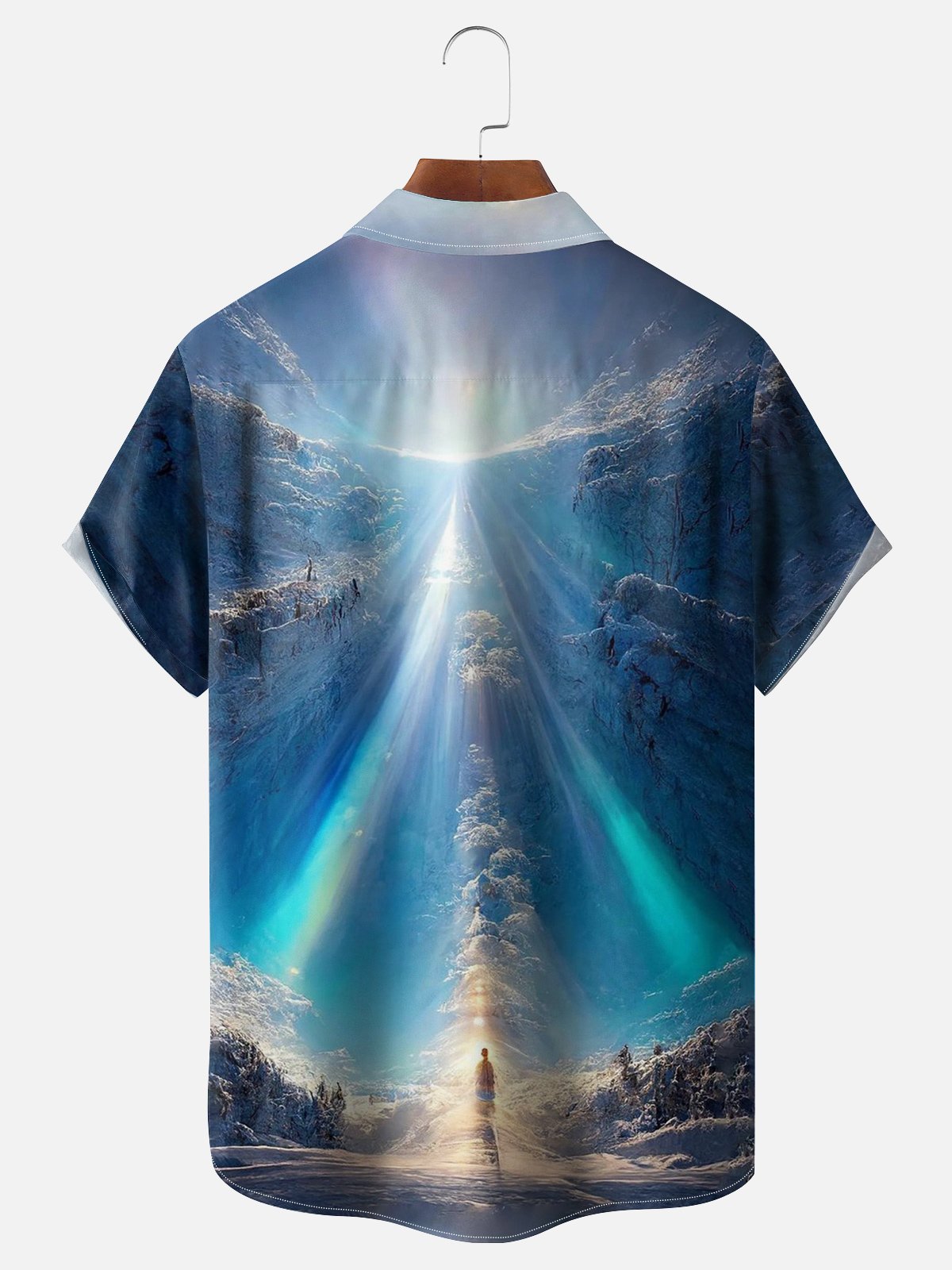 Moisture-wicking Holy Light Art Painting Chest Pocket Hawaiian Shirt