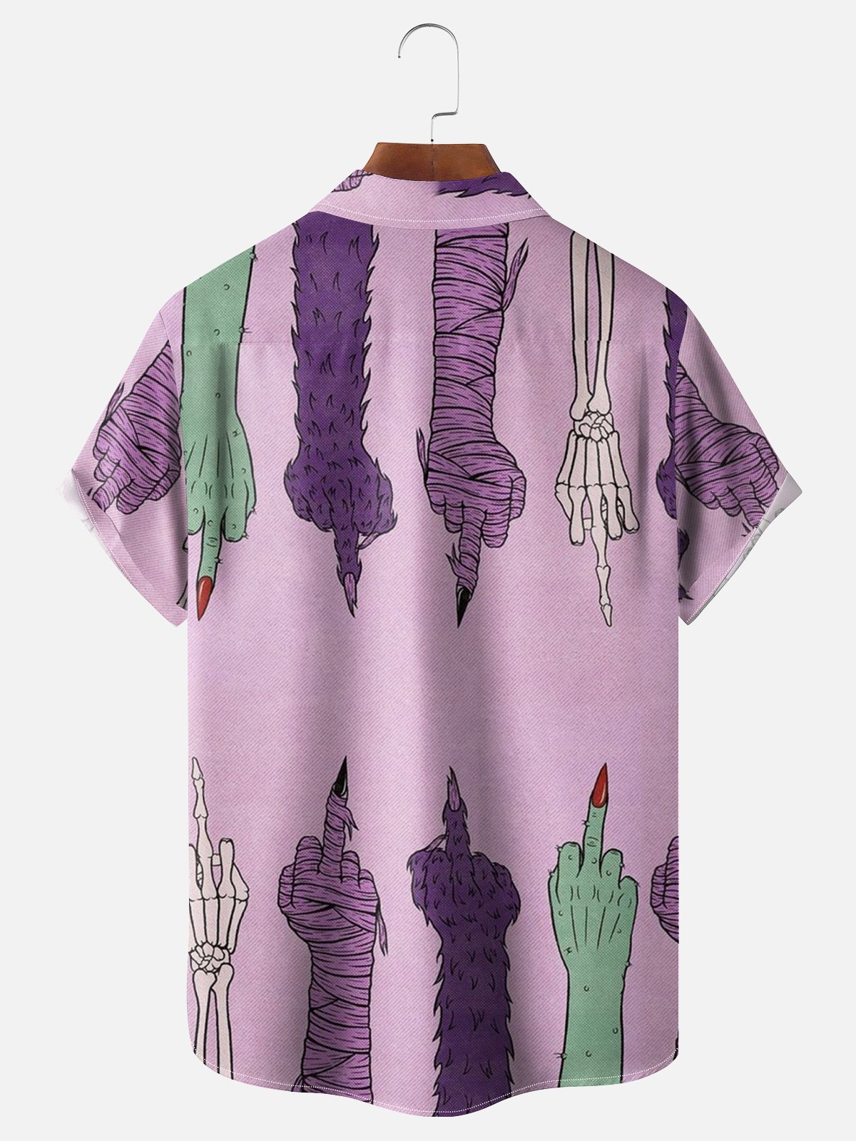 Moisture-wicking Ghost Friendly Gesture Drawing Chest Pocket Hawaiian Shirt