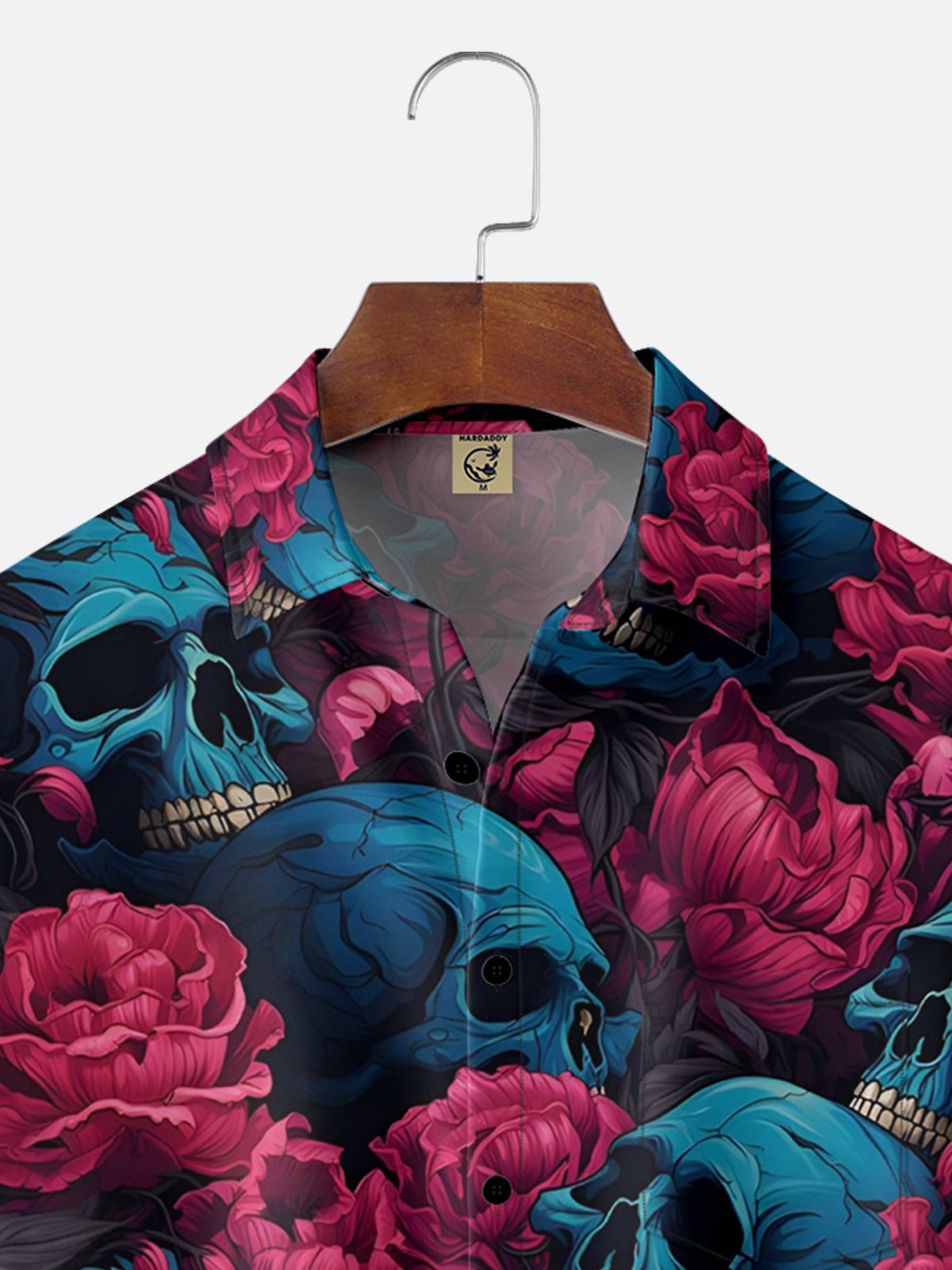 Moisture-wicking Halloween Skull Chest Pocket Hawaiian Shirt