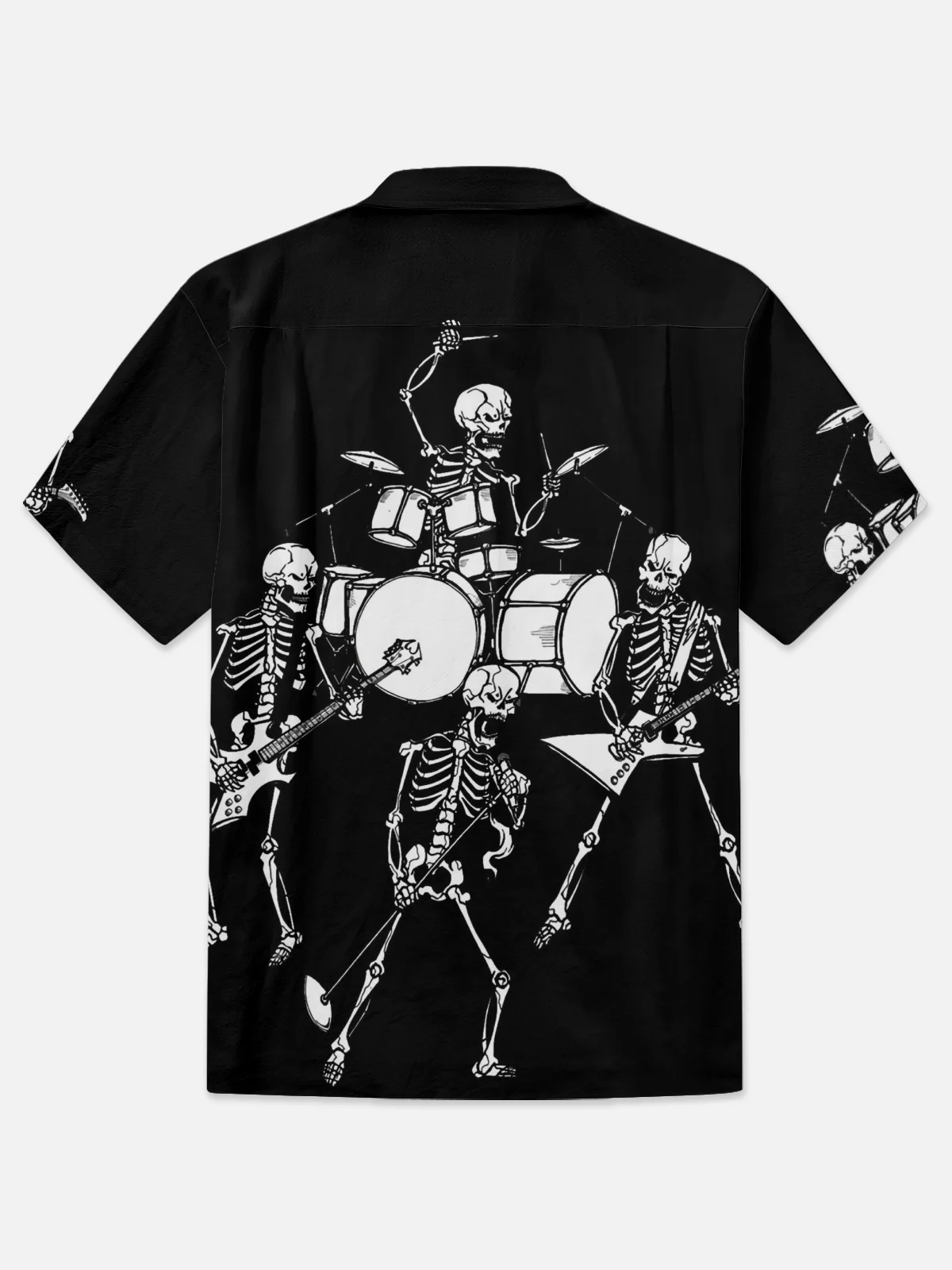 Moisture-wicking Rock Skull Music Chest Pocket Hawaiian Shirt