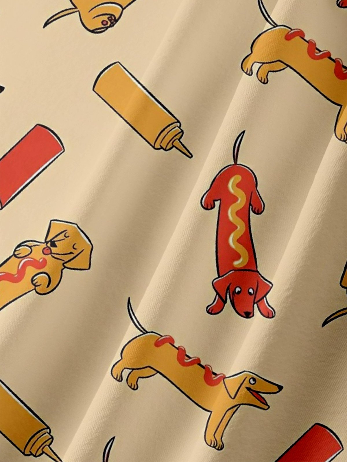 Moisture Wicking Hot Dog Chest Pocket Hawaiian Shirt