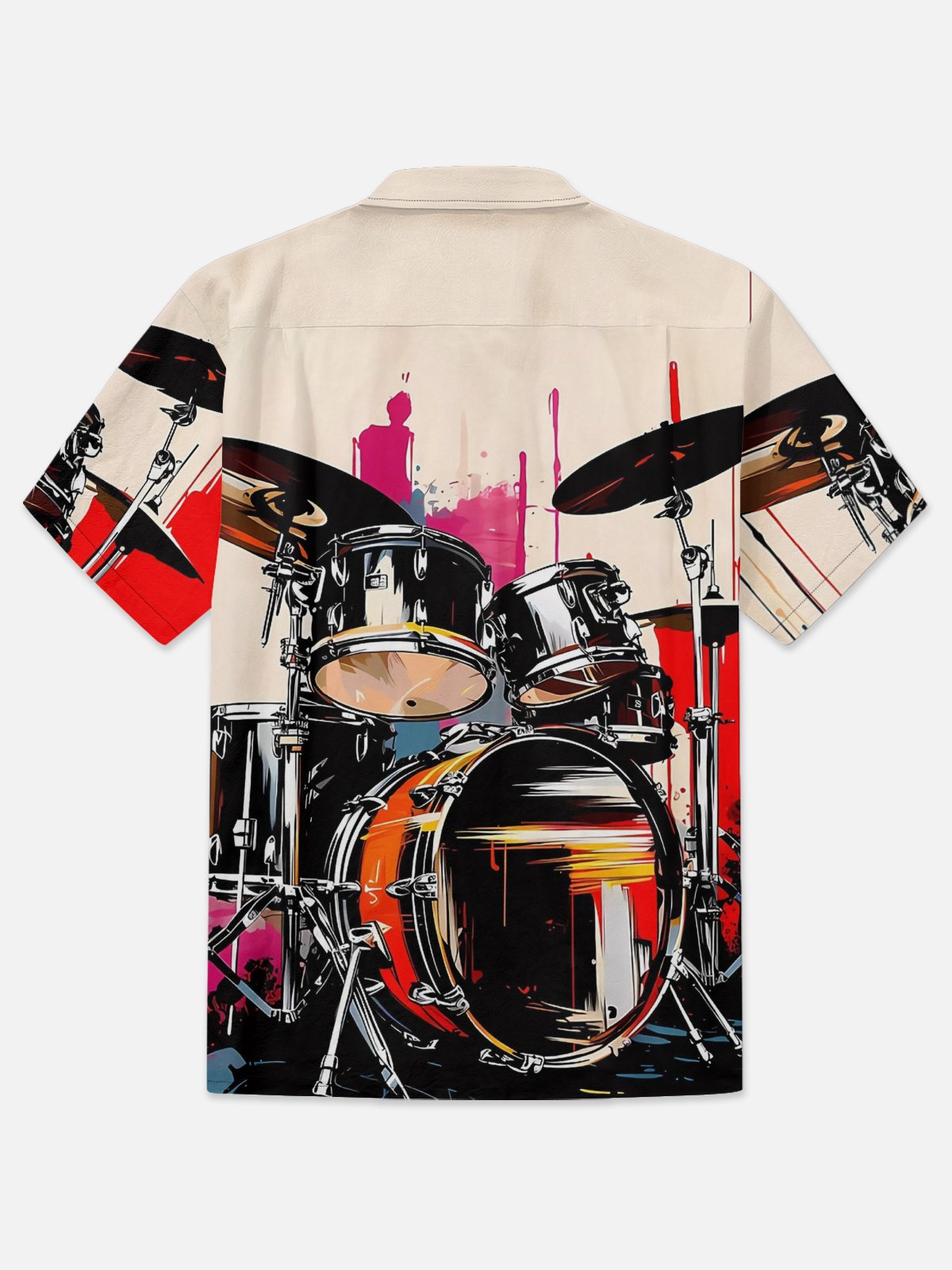 Moisture-wicking Drum Set Chest Pocket Hawaiian Shirt