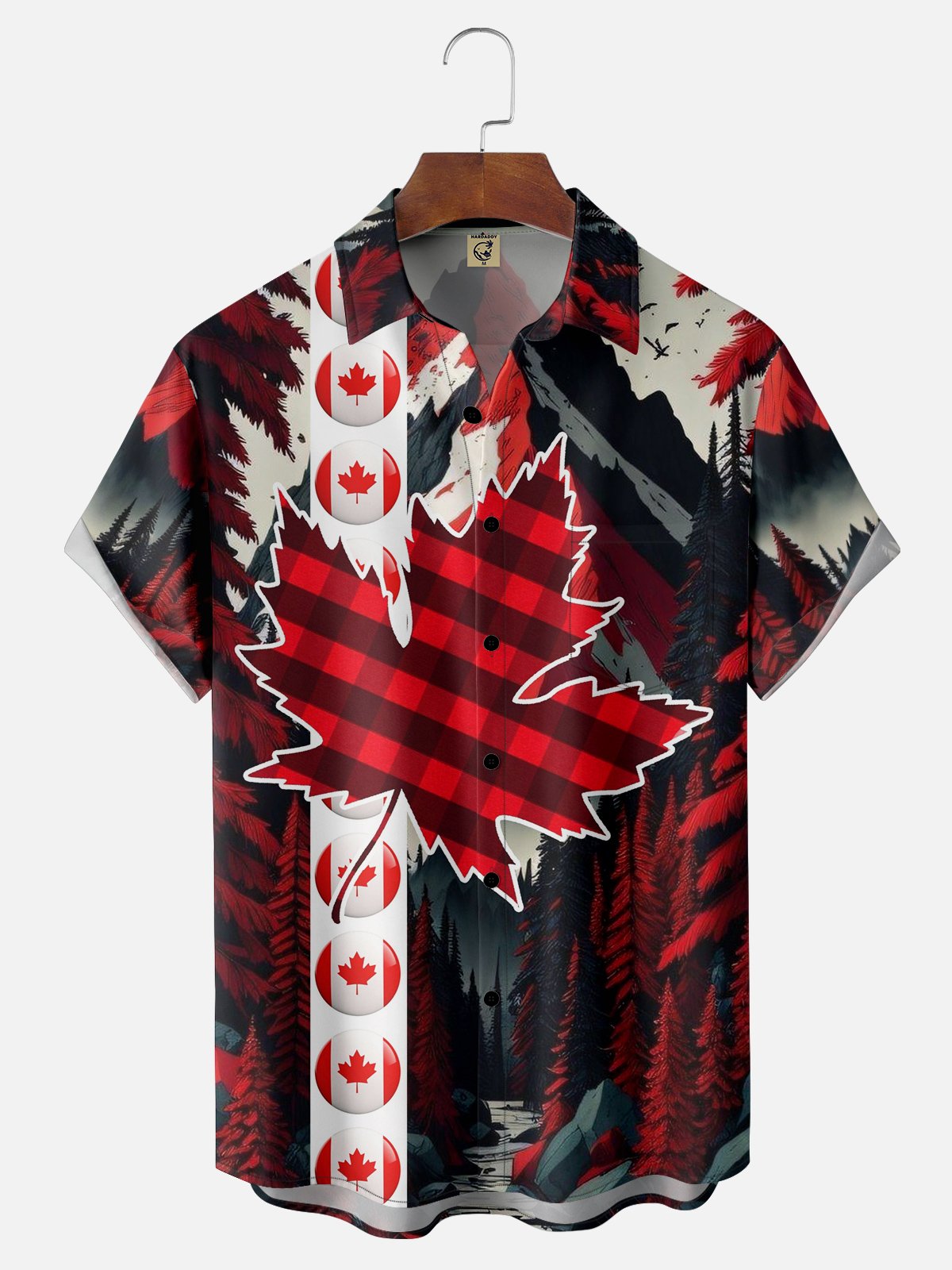 Moisture-wicking Canadian Maple Leaf Chest Pocket Hawaiian Shirt