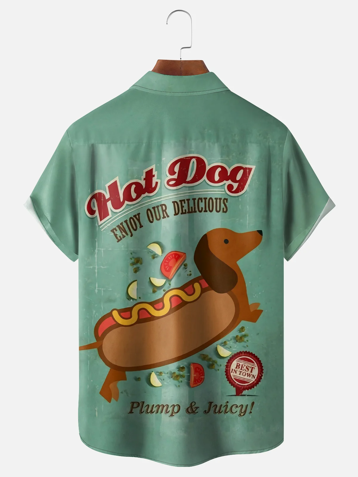 Moisture-wicking Dachshund Hot Dog Chest Pocket Hawaiian Shirt