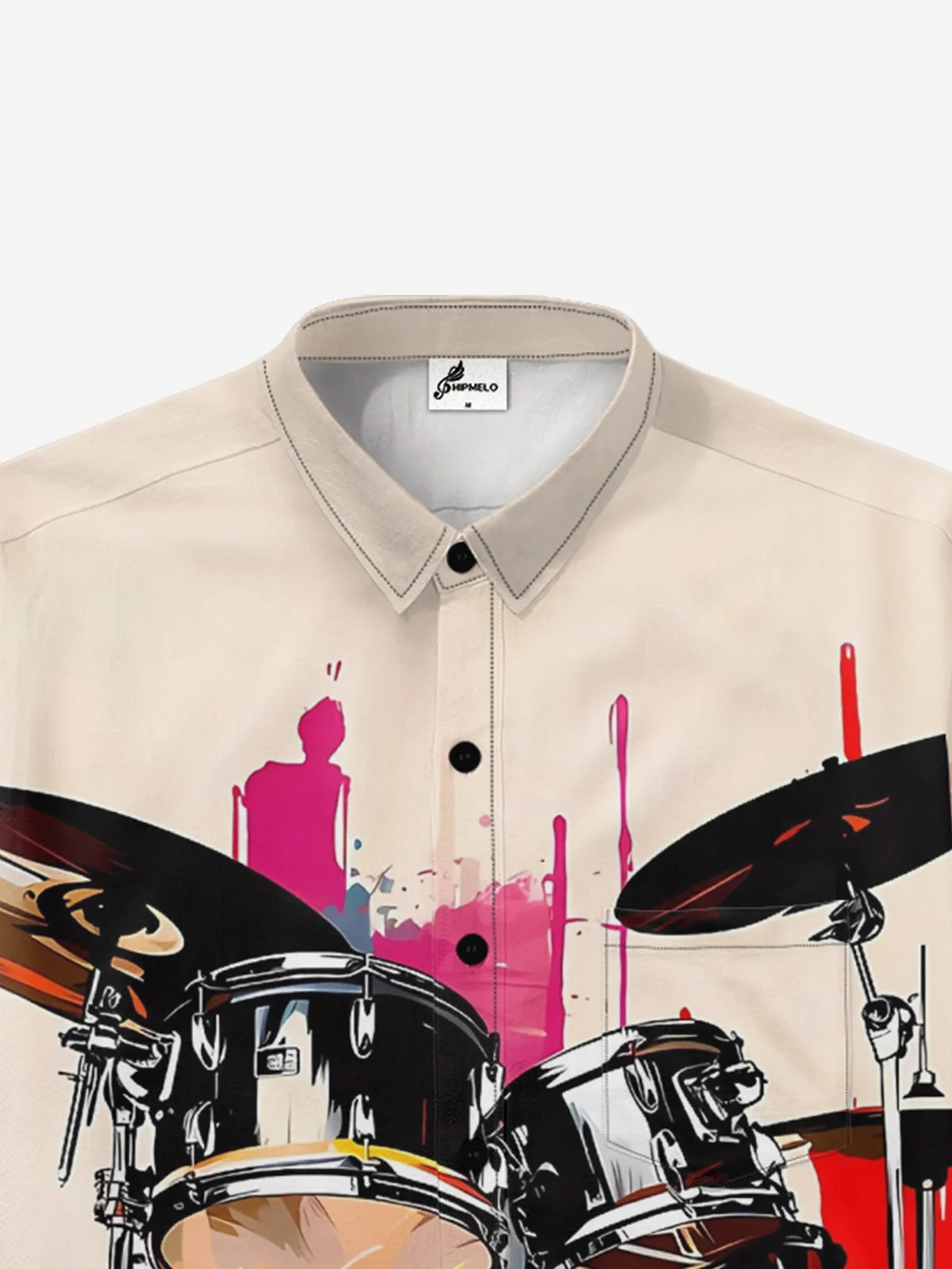 Moisture-wicking Drum Set Chest Pocket Hawaiian Shirt