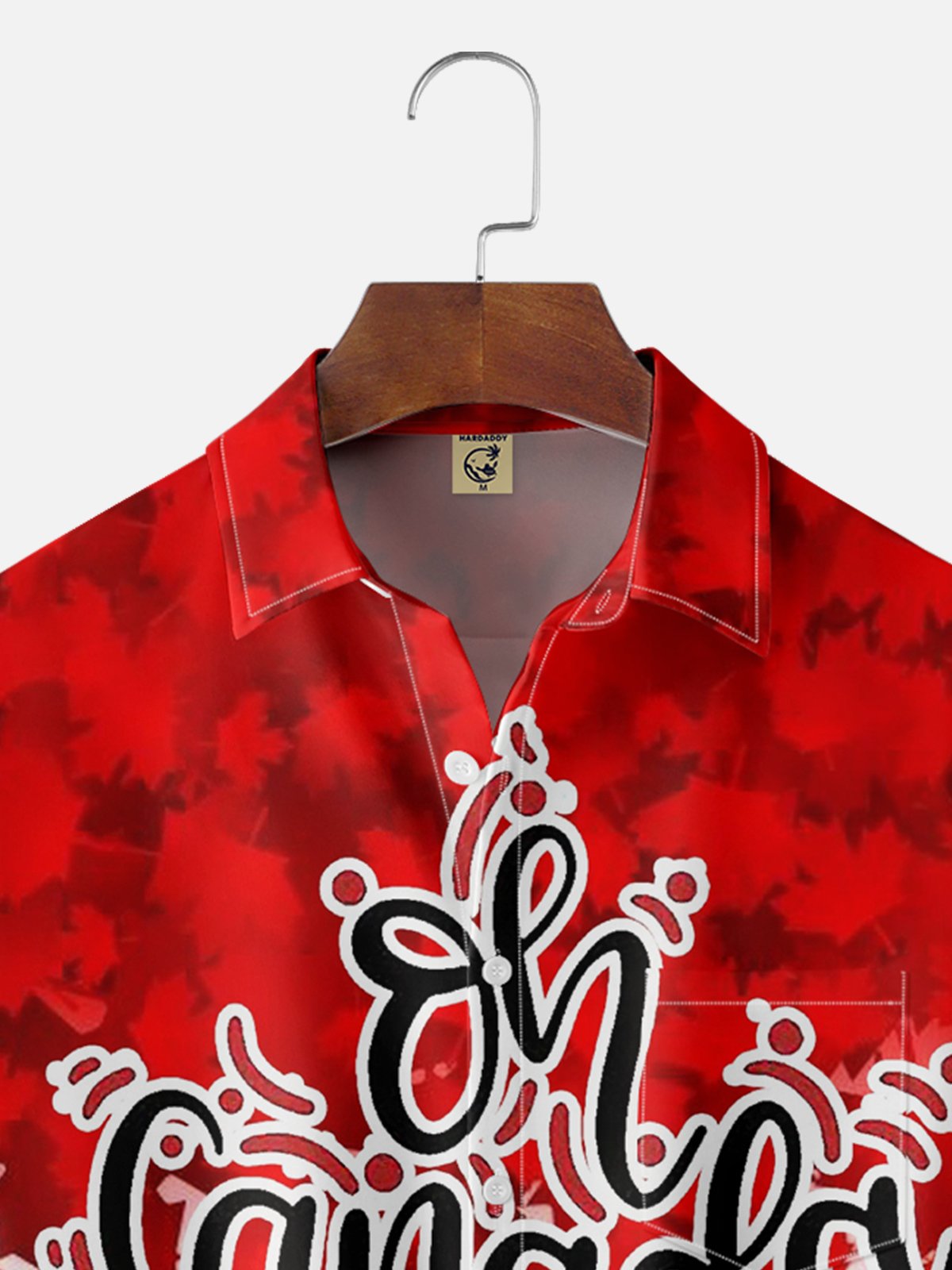 Moisture-Wicking Abstract Gradient Canadian Maple Leaf Chest Pocket Hawaiian Shirt