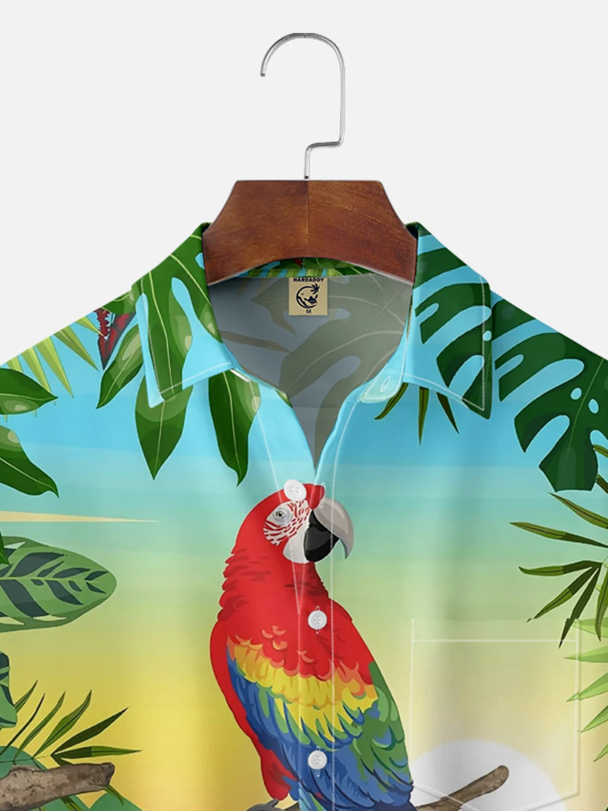 Moisture-wicking Parrot Chest Pocket Hawaiian Shirt