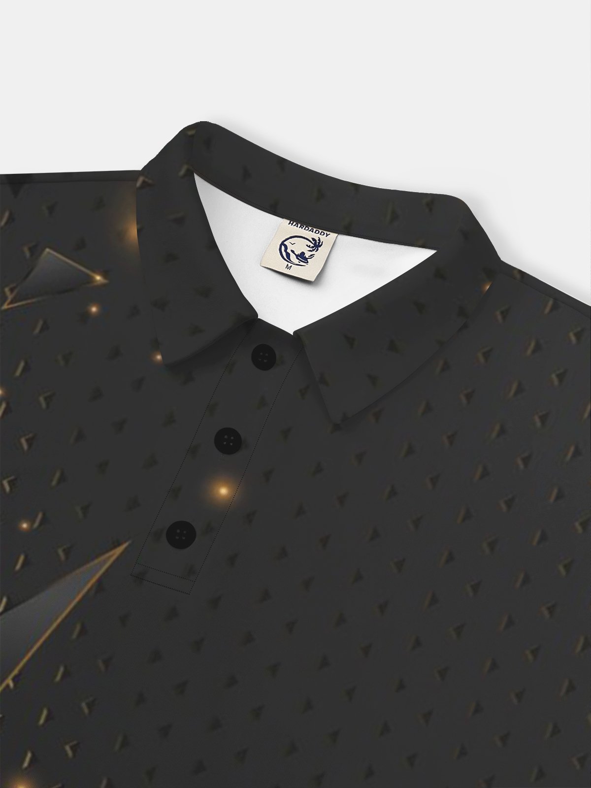 Moisture Wicking Golf Polo 3D Black Gold Gradient Color Abstract Geometric