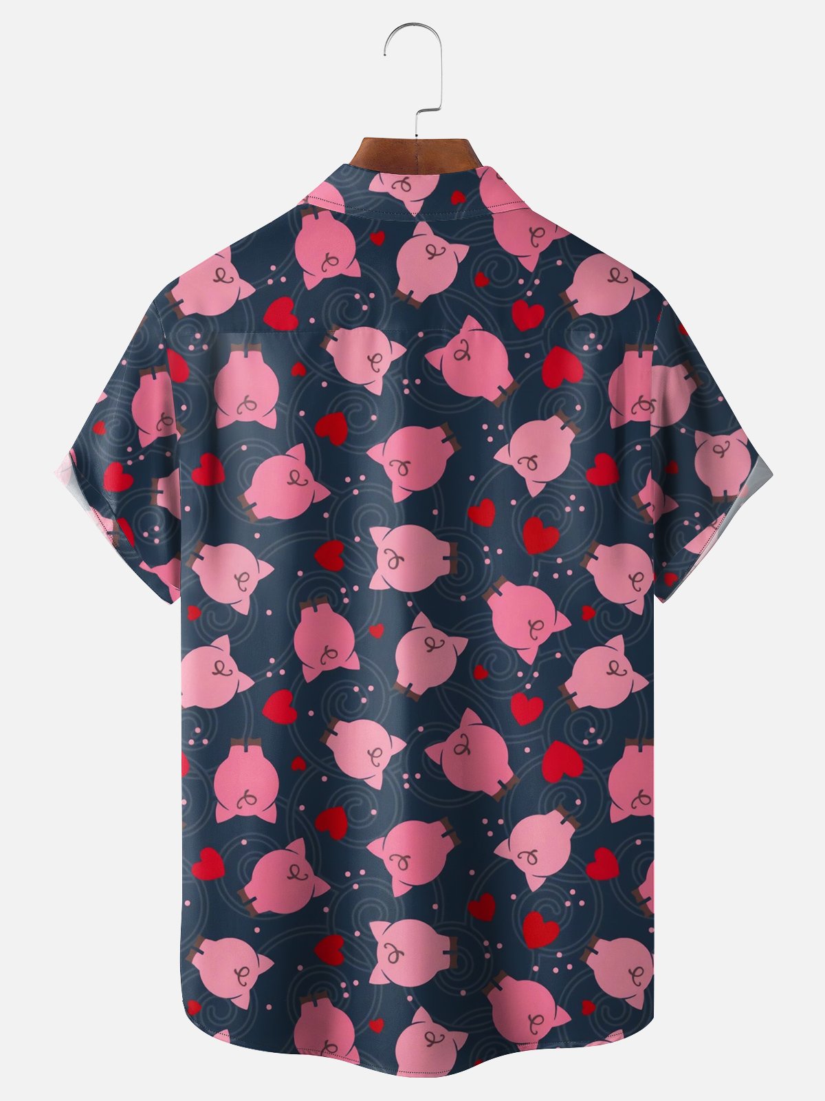 Moisture Wicking Abstract Geometric Pig Chest Pocket Hawaiian Shirt