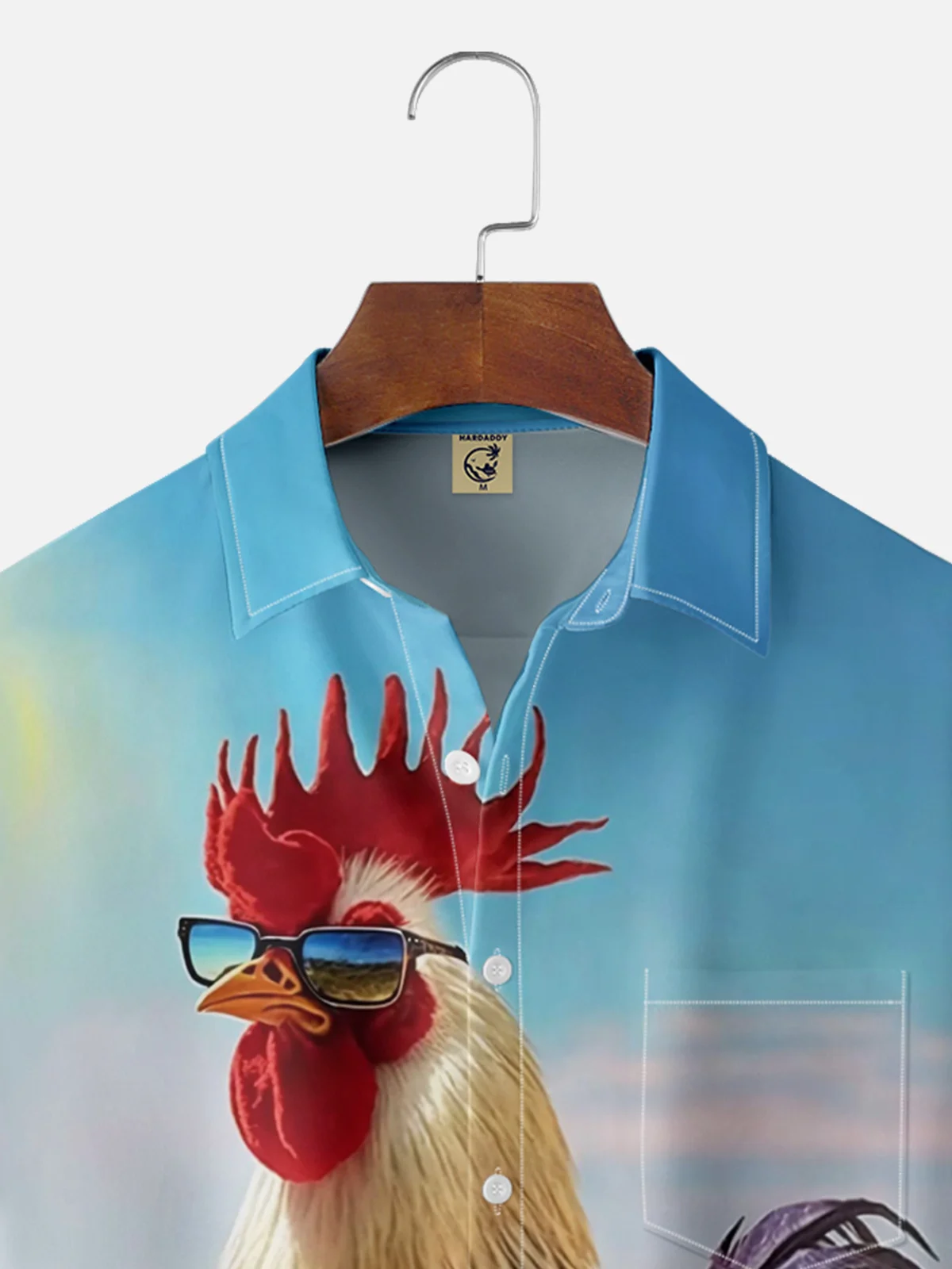 Moisture-wicking Rooster Chest Pocket Hawaiian Shirt