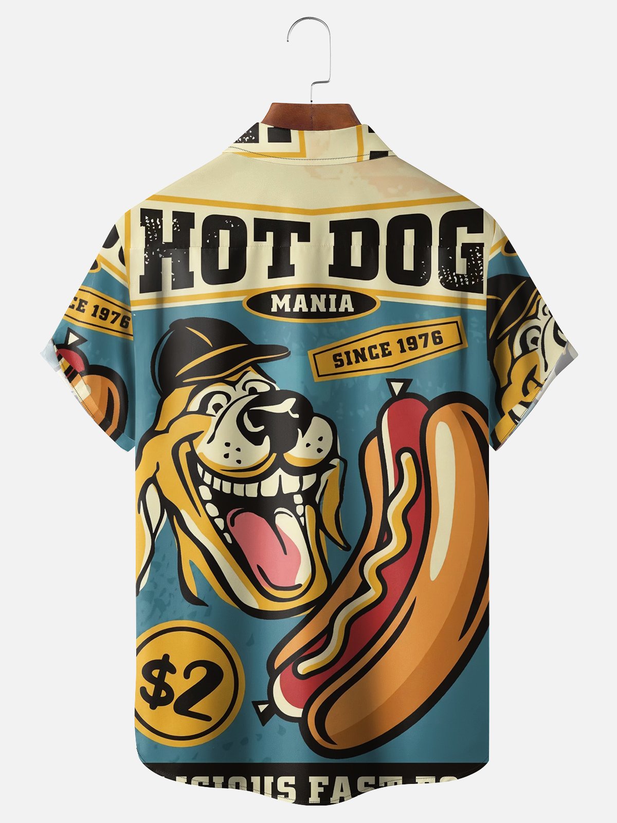 Moisture-wicking Hot Dog Chest Pocket Hawaiian Shirt