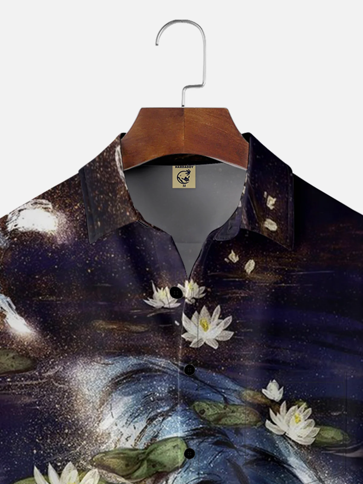 Moisture-wicking White Tiger In The Lotus Pond Chest Pocket Hawaiian Shirt